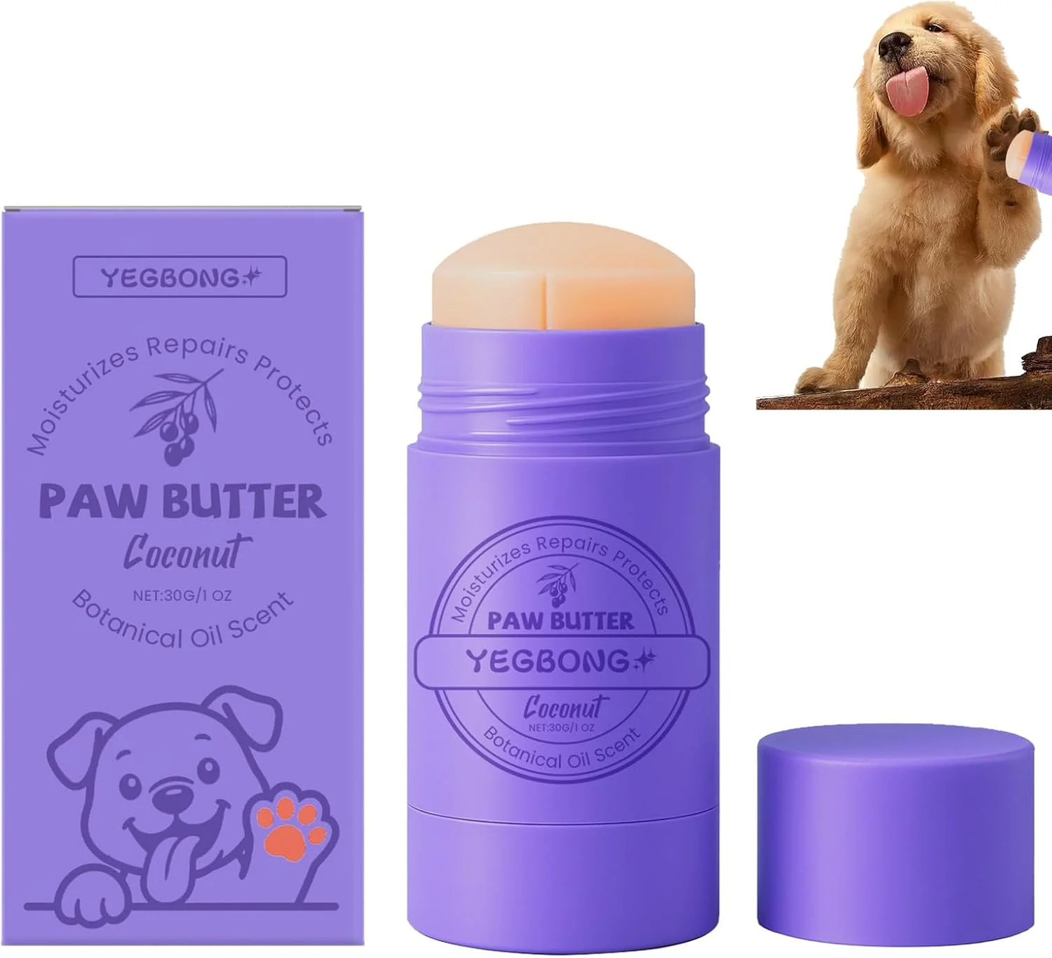 بالم پد پنجه سگ و گربه، بالم طبیعی برای مراقبت از پنجه 30 گرم، طبیعی برای پنجه های خشک و ترک خورده، انتخاب ایده آل برای محافظت از پنجه های سگ شما در تابستان و زمستان