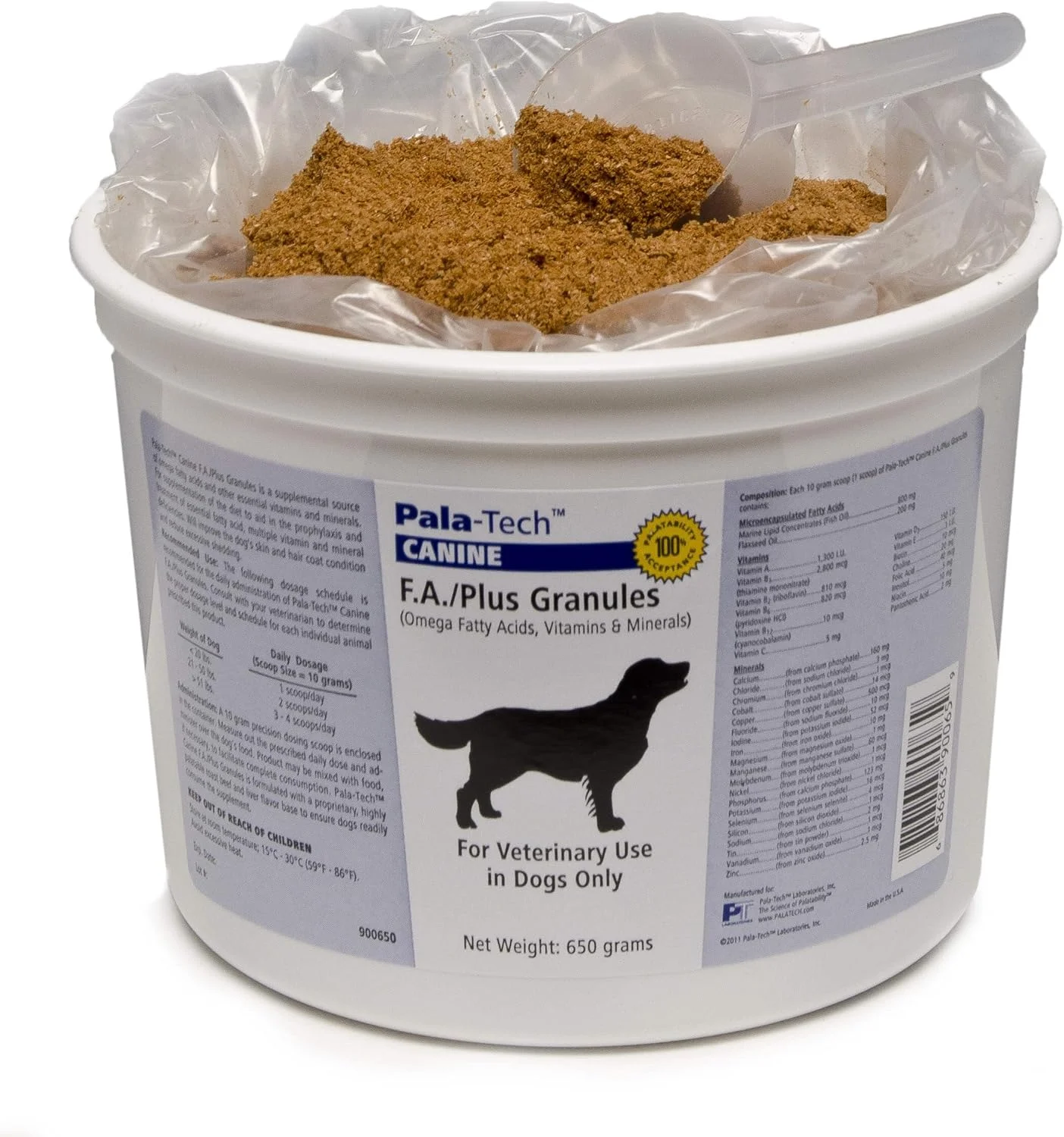 پودر مکمل غذایی سگ PalaTech Canine FA Plus، وزن ۶۵۰ گرم