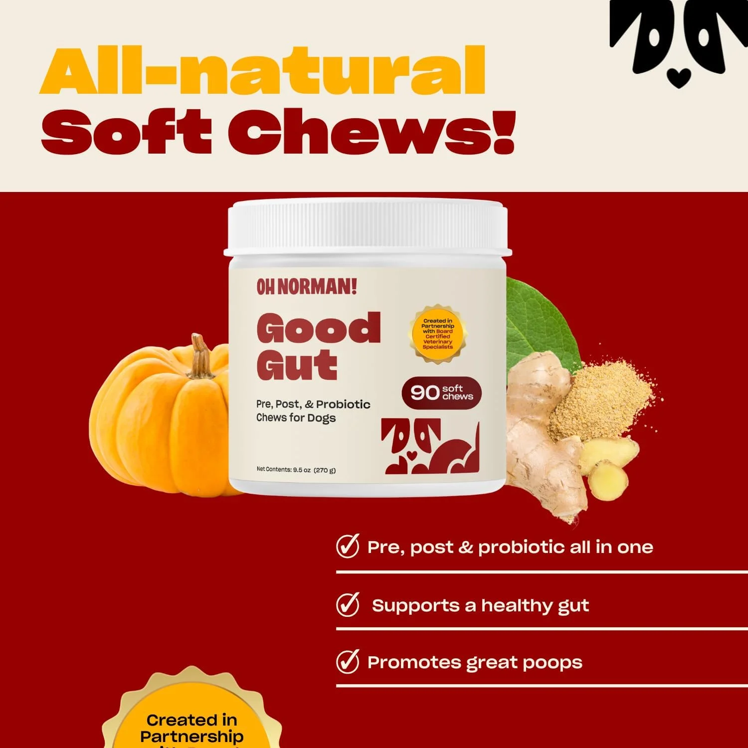 قرص های جویدنی پروبیوتیک برای سگ ها، پروبیوتیک برای سلامت گوارش سگ ها به همراه آنزیم ها، تسکین آلرژی برای سگ های مسن، پروبیوتیک برای سلامتی و آسایش سگ