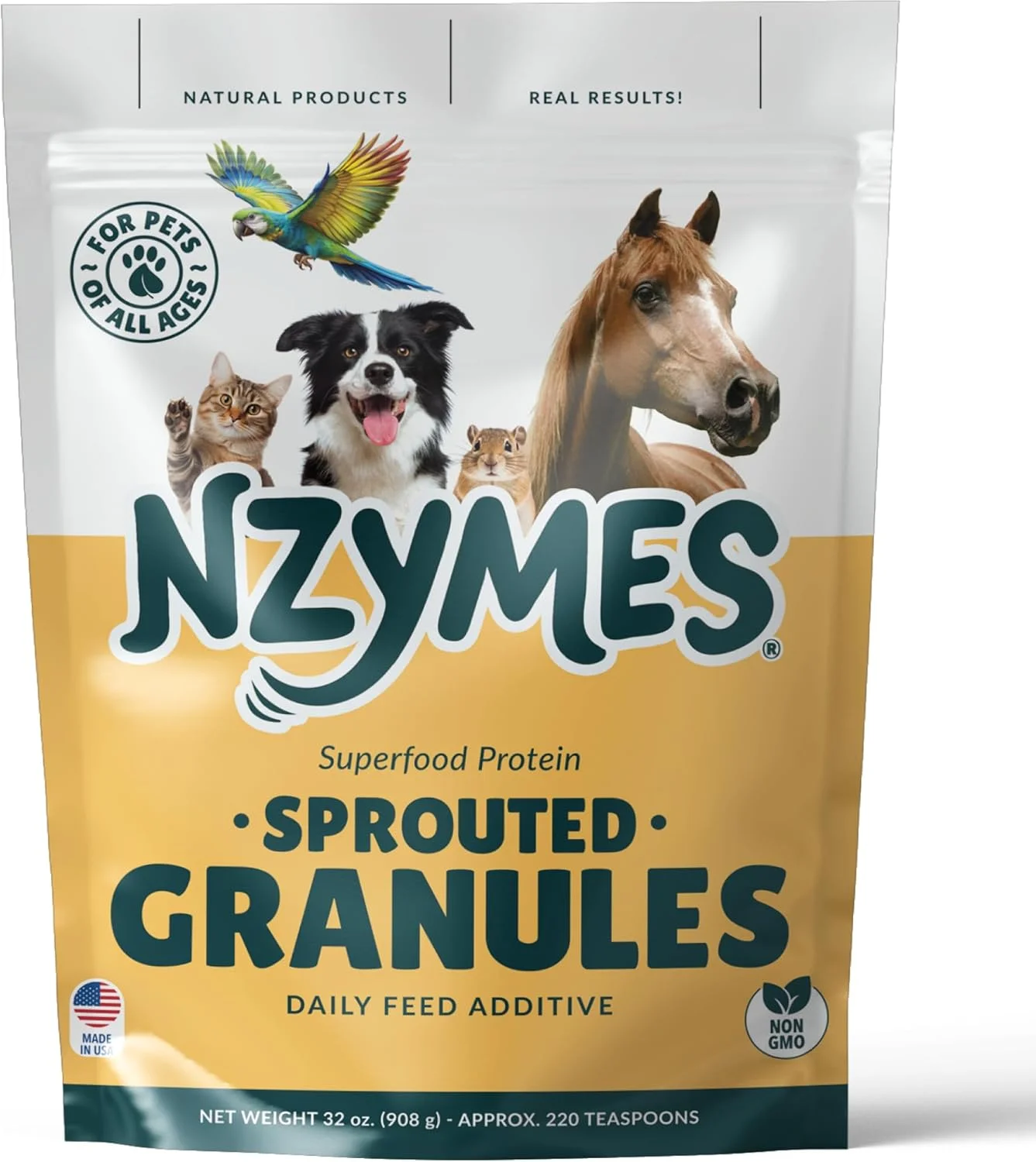 گرانول های جوانه زده انزیمز 2 پوند برای سگ، گربه و اسب. پروتئین غذایی فوق العاده خام و تغذیه آنتی اکسیدانی. مکمل غذایی مقرون به صرفه برای سلامتی سگ. پشتیبانی از مفاصل سالم. 220 وعده. ساخت آمریکا