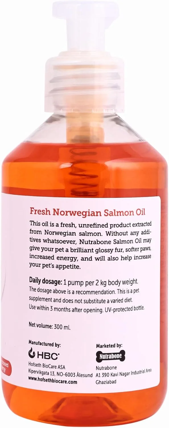 روغن ماهی سالمون نوترا بون برای پوست سالم، پوشش درخشان و تقویت سیستم ایمنی، حاوی امگا 3 و 6 برای سگ ها و گربه ها - (300 میلی لیتر)
