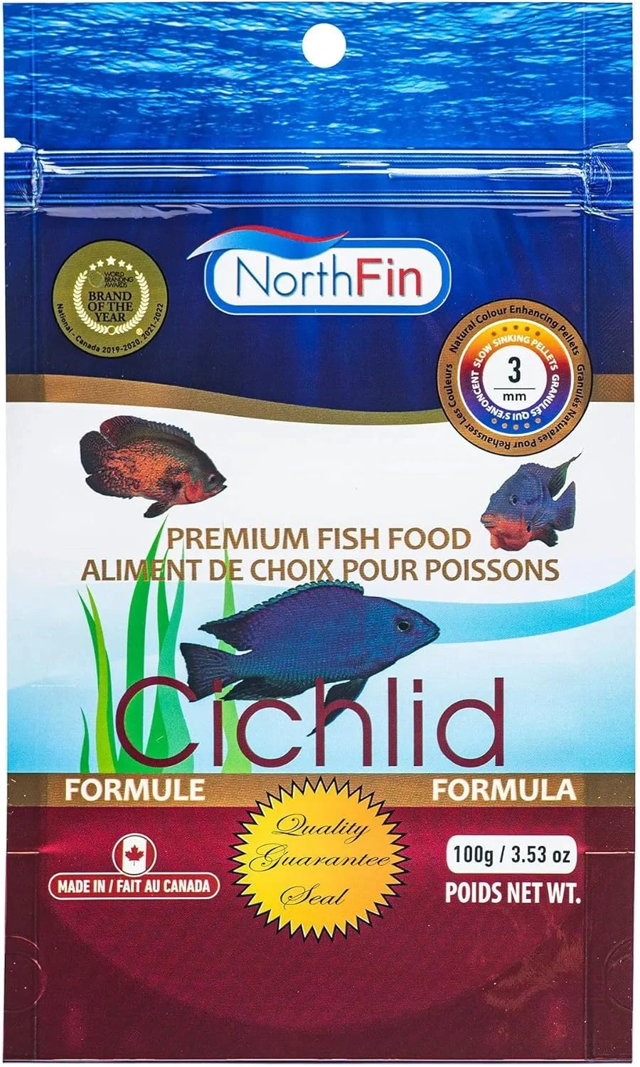 غذای ماهی سیچلاید نورثفین، فرمول ۳ میلی متری، بسته ۱۰۰ گرمی