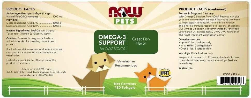 مکمل امگا 3 ناو - 180 سافت ژل برای حیوانات خانگی