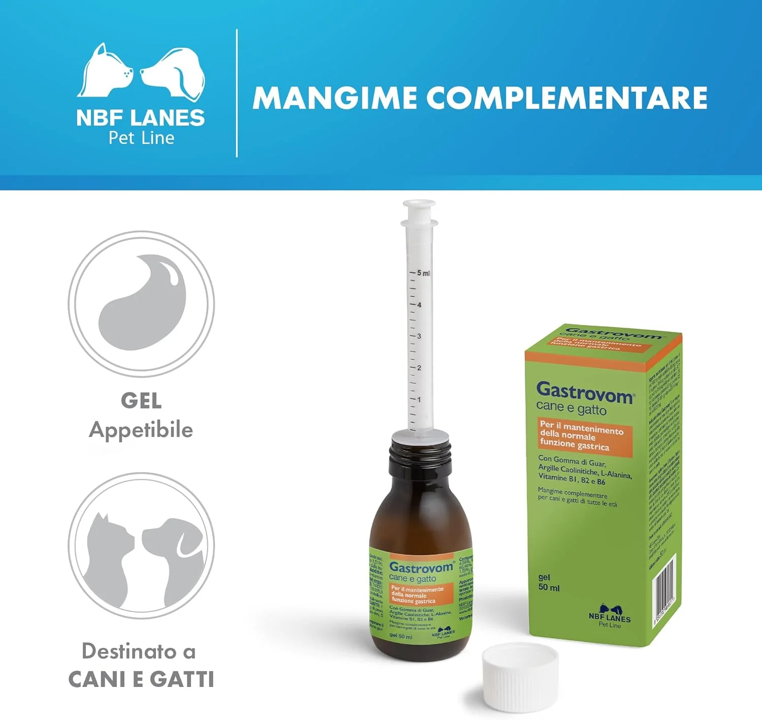 NBF Lanes Gastrovom – 50 میلی لیتر ژل خوش خوراک برای سگ ها و گربه ها – پشتیبانی از عملکرد طبیعی معده – برای آسایش معده و سلامت دستگاه گوارش