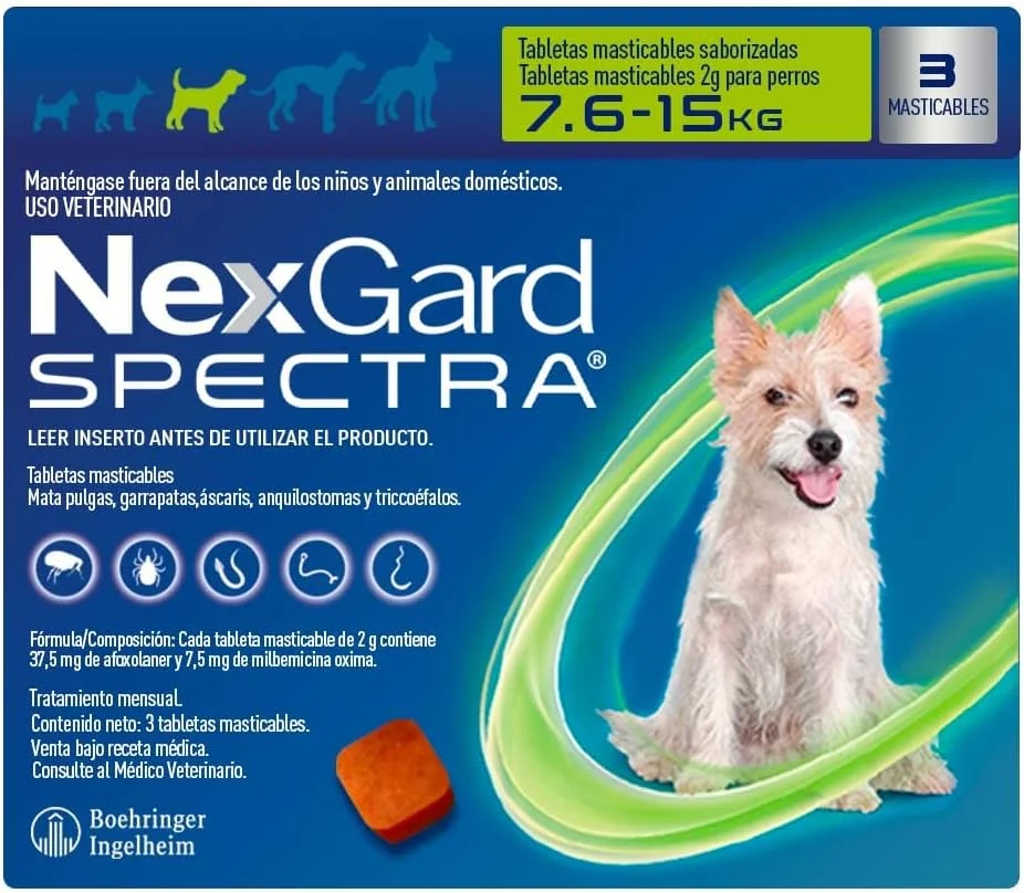 قرص های جویدنی نکـس گارد اسپکترا برای سگ ها ۷.۵ کیلوگرم - ۱۵ کیلوگرم (۳ عدد)