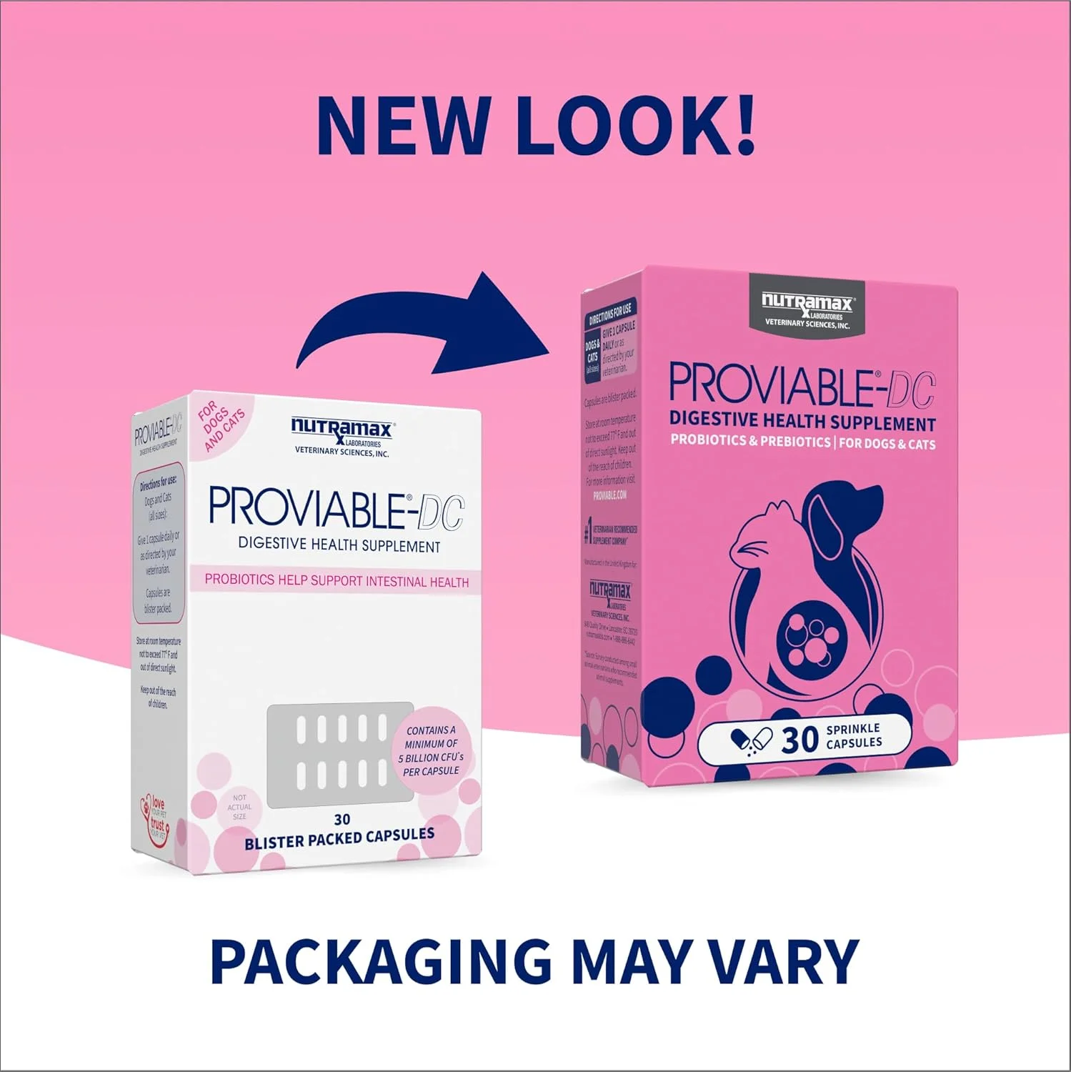 کپسول های پروبیوتیک Proviable DC نوترا مکس برای گربه ها و سگ ها، 30 عدد