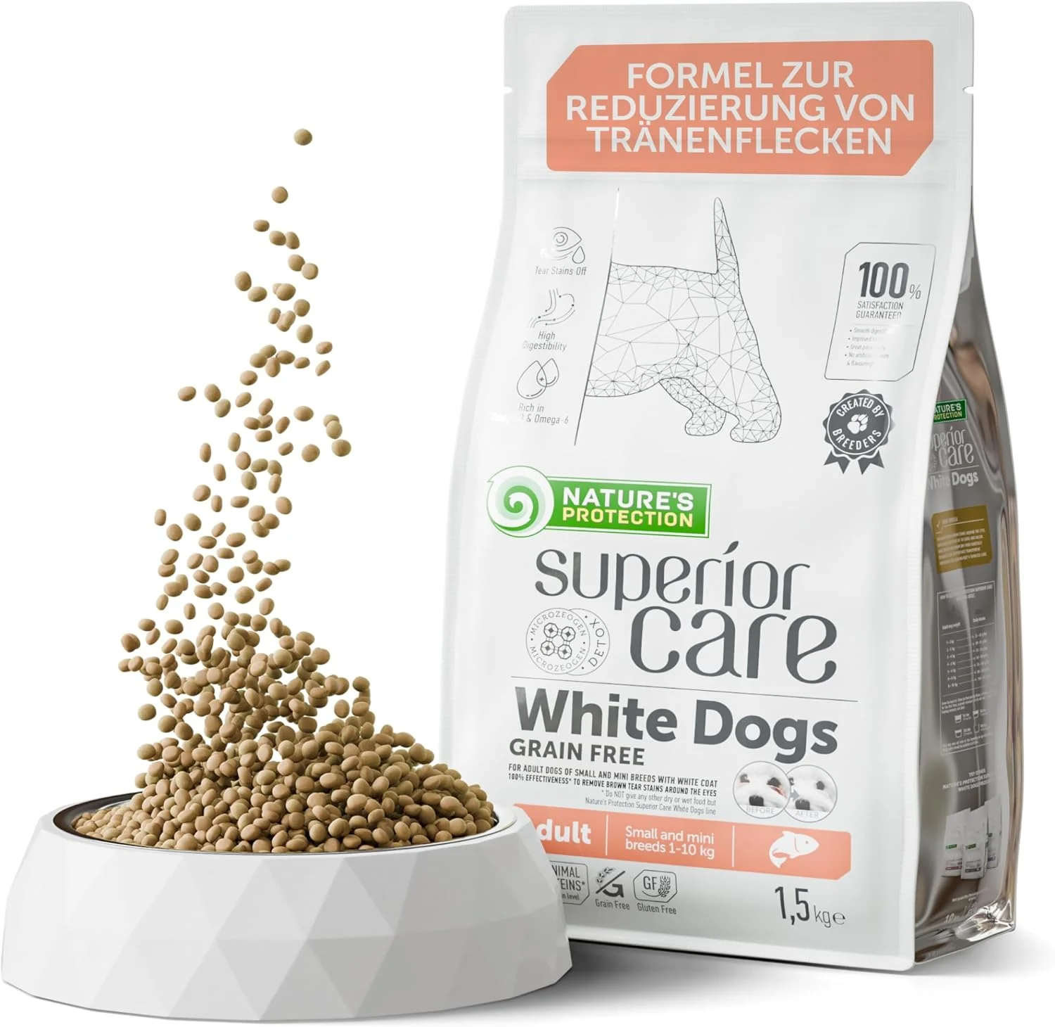 غذای سگ بالغ نژاد کوچک با پوشش سفید - طعم سالمون - 1.5 کیلوگرم