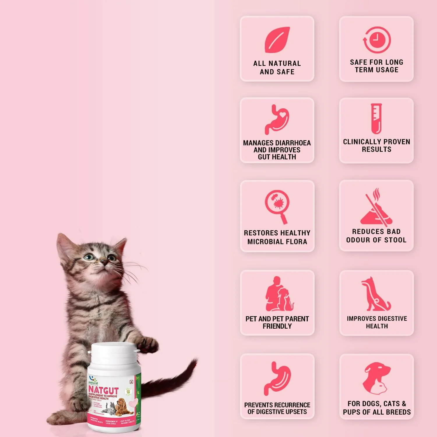 مکمل سلامت گوارش نات‌گات نچرال رمدیز - 20 قرص، جگر مرغ واقعی، پشتیبانی از سلامت روده، کاهش بوی مدفوع و مدیریت مدفوع شل برای سگ، گربه و توله سگ در تمام مراحل زندگی