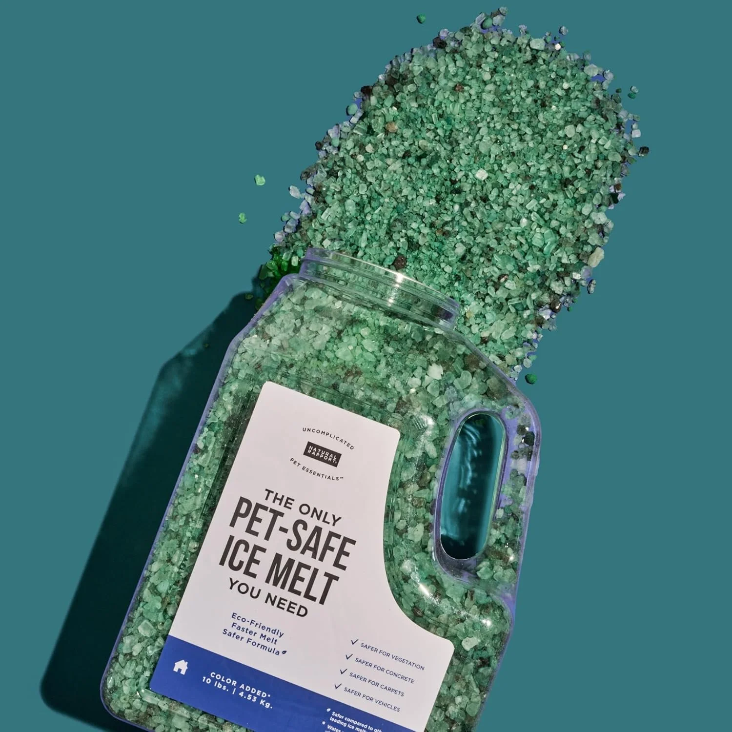 محلول یخ‌زدای ایمن برای حیوانات خانگی نچرال راپورت - بدون کلرید کلسیم، جایگزین نمک سنگ - فرمول یخ‌زدای با رهش زمانی که 3 برابر بیشتر دوام می‌آورد (4.5 کیلوگرم)