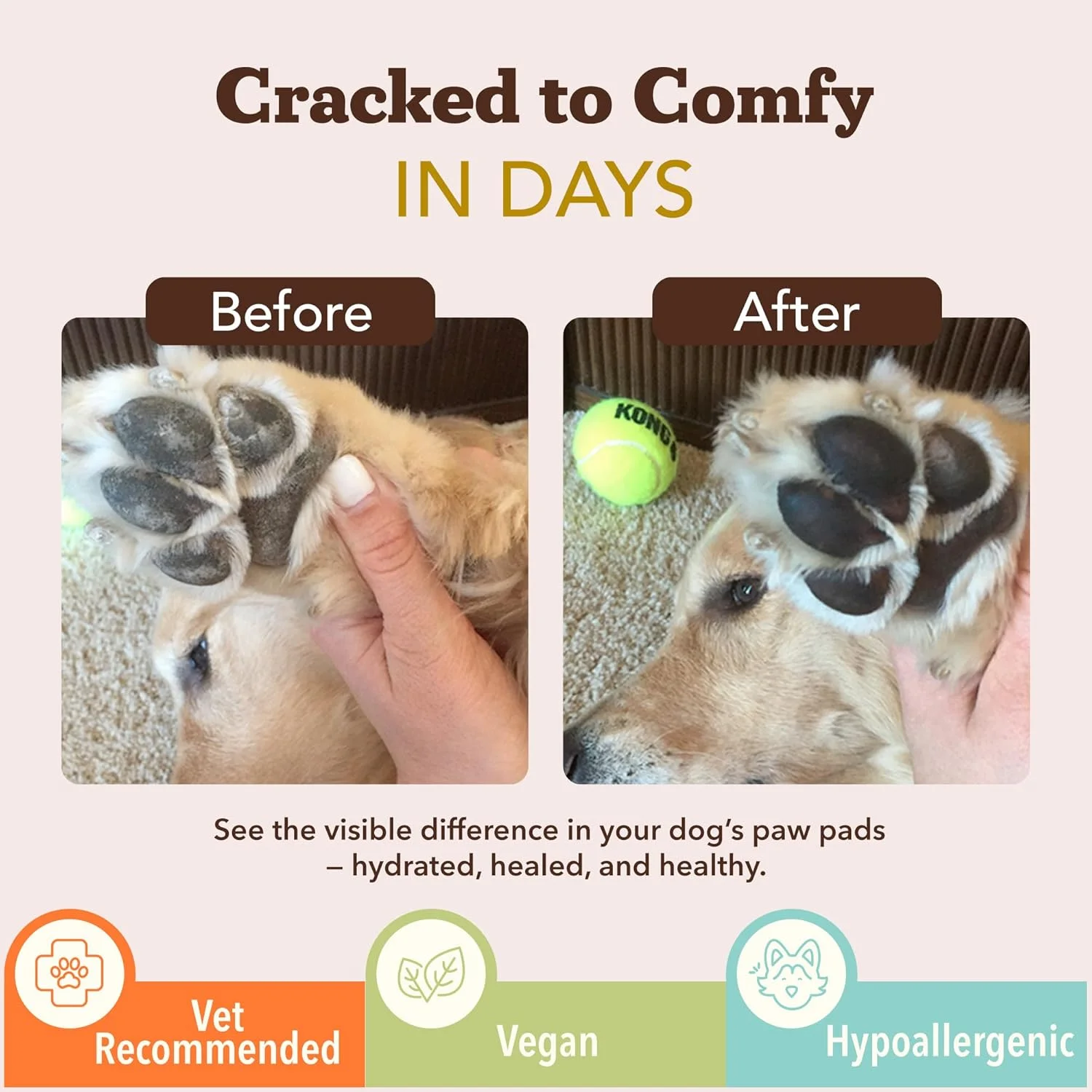 بالم محافظ پنجه سگ Natural Dog Company، محافظ پنجه سگ، بالم مرطوب کننده پنجه سگ برای پدهای خشک و ترک خورده، محافظت از پنجه در برابر آب و هوای شدید، لوسیون پنجه برای آلرژی و خارش (قوطی 113 گرمی)