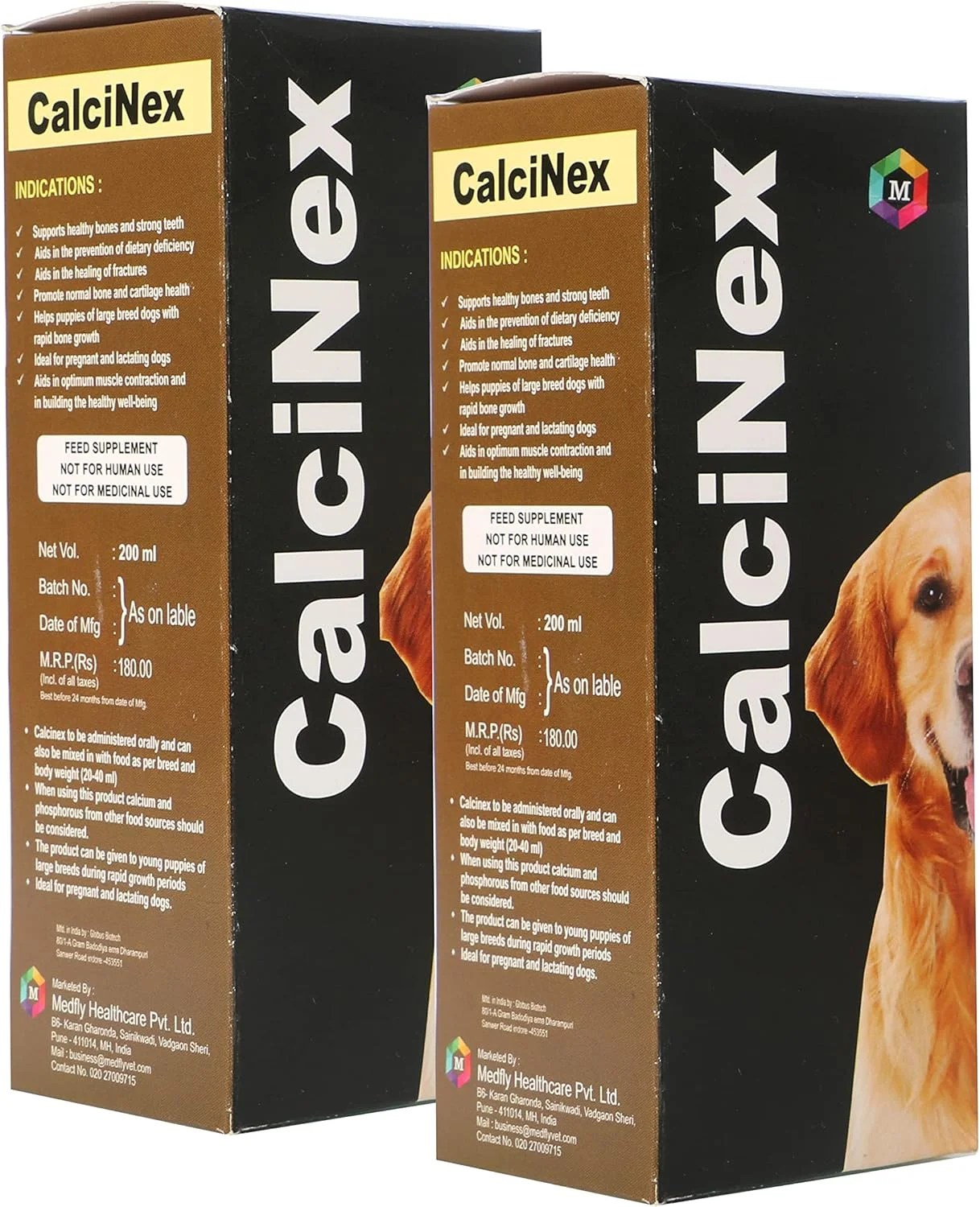 بسته ترکیبی شربت مکمل کلسیم Calcinex برای سگ و گربه (طعم گوشت شکلاتی، 200 میلی لیتر، بسته 2 عددی)