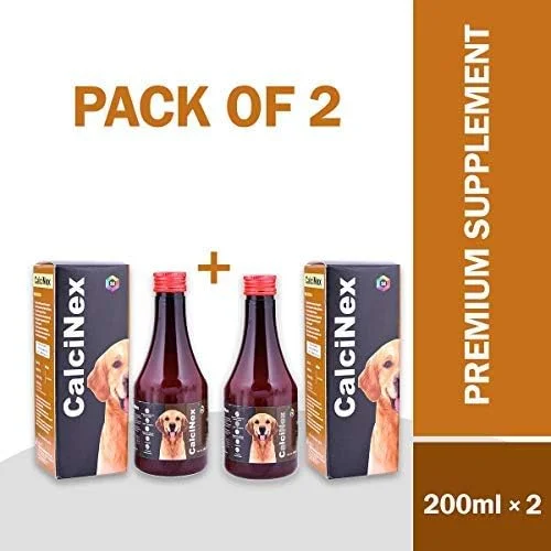بسته ترکیبی شربت مکمل کلسیم Calcinex برای سگ و گربه (طعم گوشت شکلاتی، 200 میلی لیتر، بسته 2 عددی)