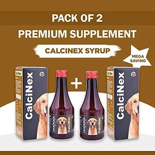 بسته ترکیبی شربت مکمل کلسیم Calcinex برای سگ و گربه (طعم گوشت شکلاتی، 200 میلی لیتر، بسته 2 عددی)