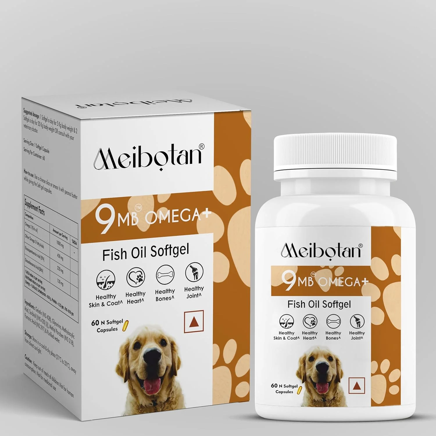 روغن ماهی برای سگ ها - تقویت کننده سیستم ایمنی، پوشش براق، رشد بهتر - مکمل غذایی برای حیوانات خانگی با ویتامین ها، 60 کپسول نرم