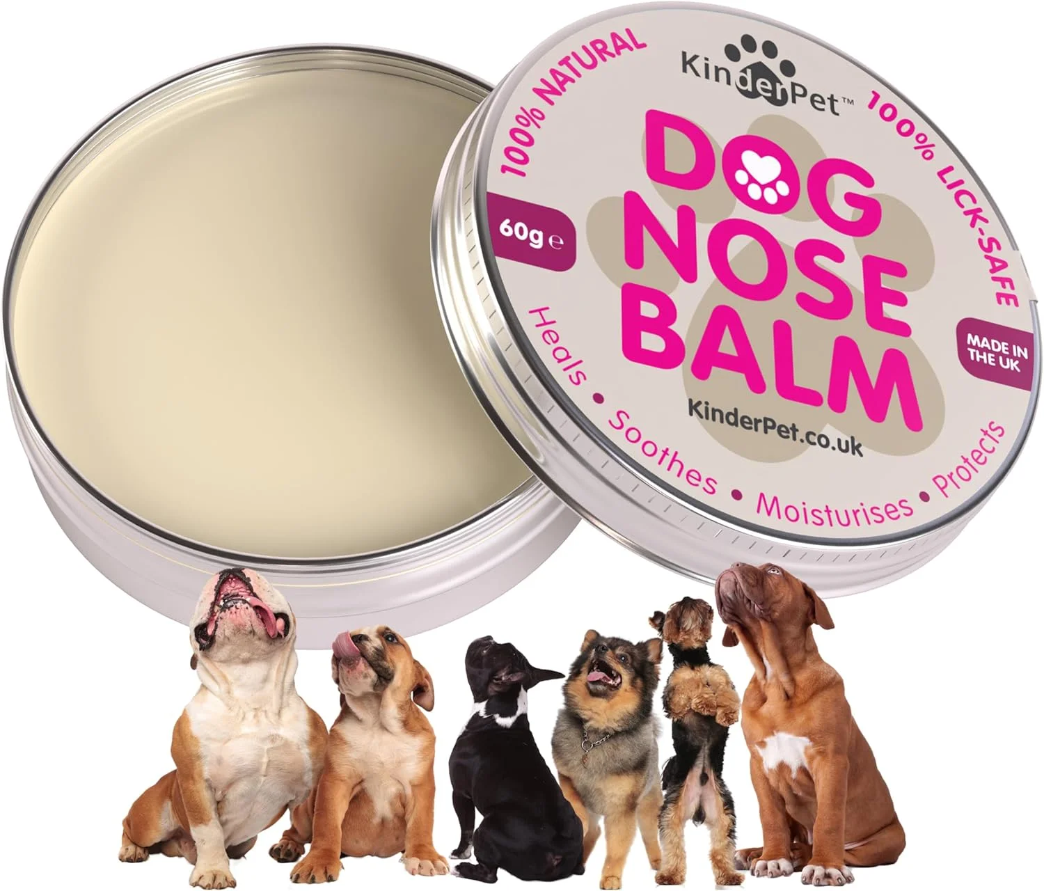 مرهم بینی سگ برای التیام، تسکین، مرطوب کردن و محافظت از بینی های خشک، ترک خورده، زخمی و پوسته پوسته. فرمولاسیون ارگانیک و کاملا طبیعی و بی خطر برای لیسیدن. ساخته شده در انگلستان، 60 گرم