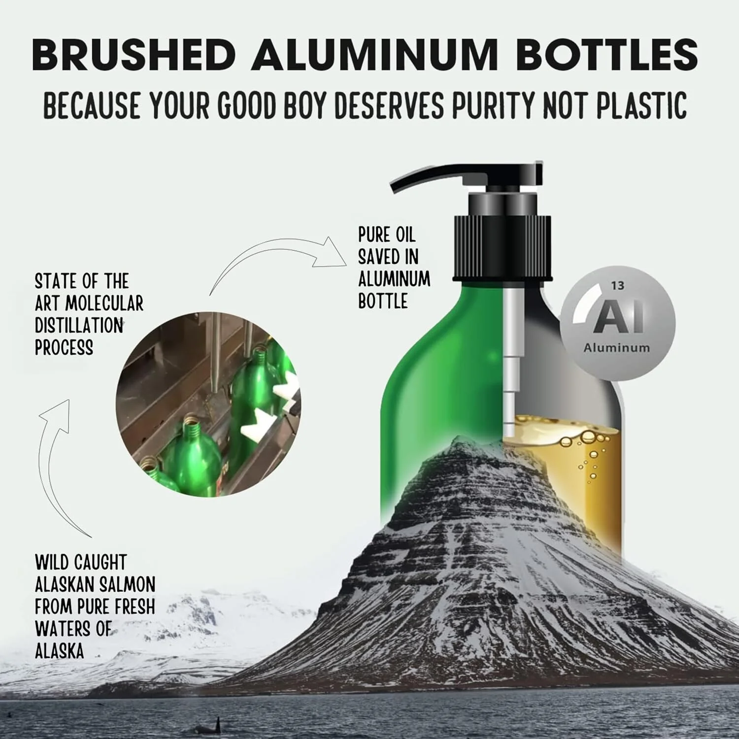 روغن ماهی سالمون آلاسکا خالص ایسلند برای سگ و گربه، روغن ماهی امگا 3، مکمل مایع برای حیوانات خانگی، پشتیبانی از سیستم ایمنی و سلامت قلب، 975 میلی لیتر