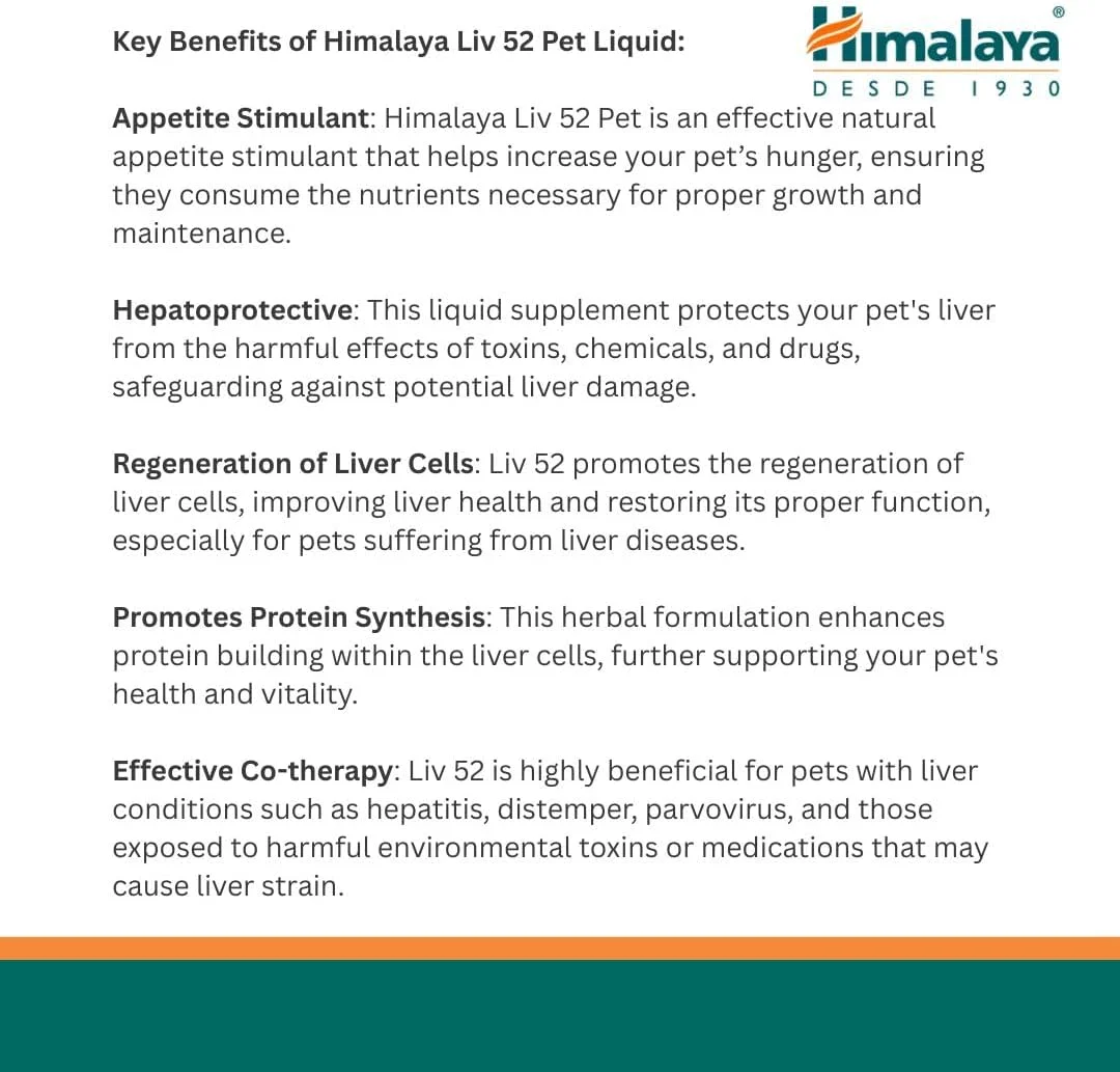 محرک اشتها و محافظ کبد هیمالیا Liv.52 برای سگ ها و گربه ها، 110 میلی لیتر