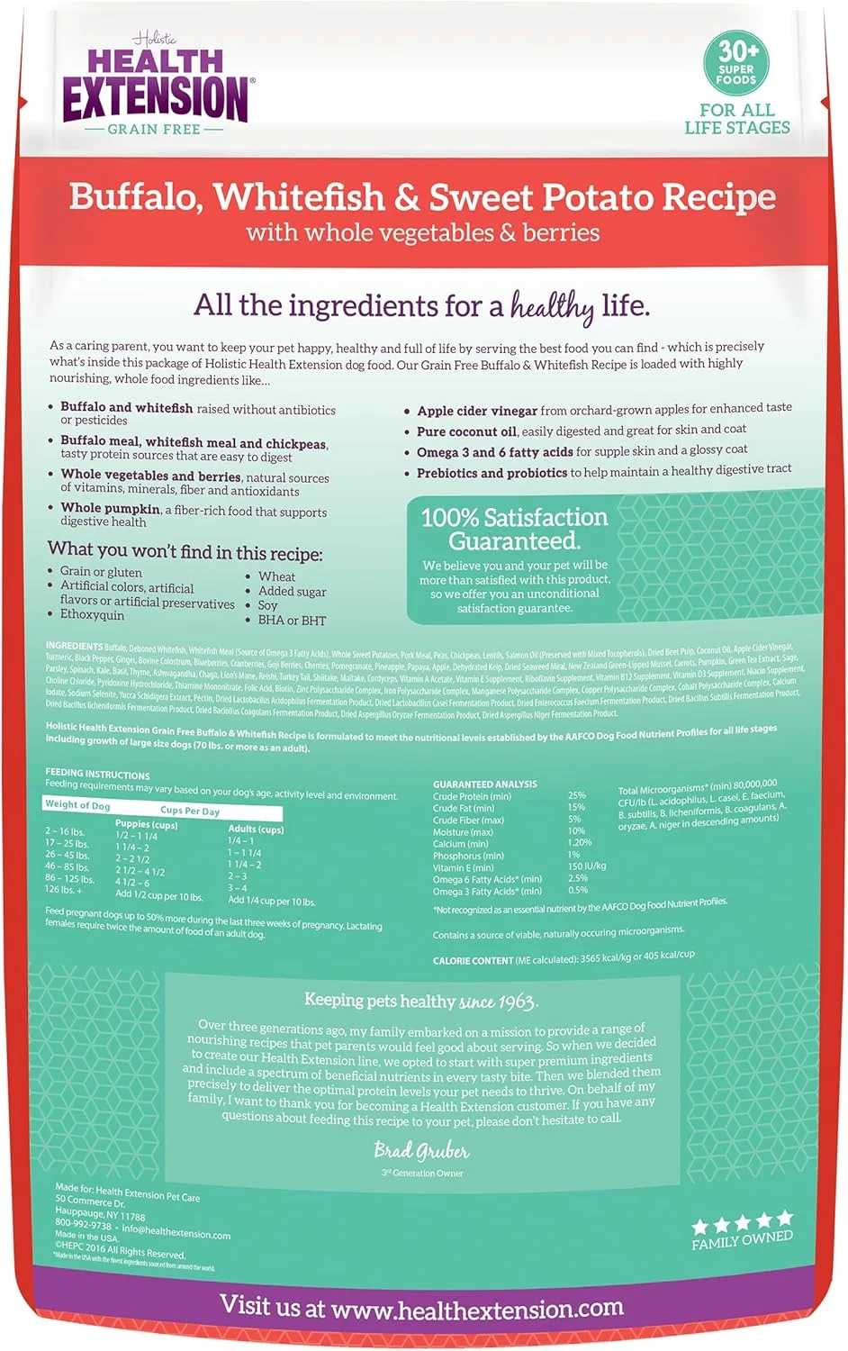غذای خشک سگ هلث اکستنشن، غذای طبیعی با ویتامین ها و مواد معدنی افزوده شده، مناسب برای همه توله سگ ها، شامل دستور پخت بوفالو و وایت فیش با سبزیجات کامل و انواع توت ها (10.6 کیلوگرم)