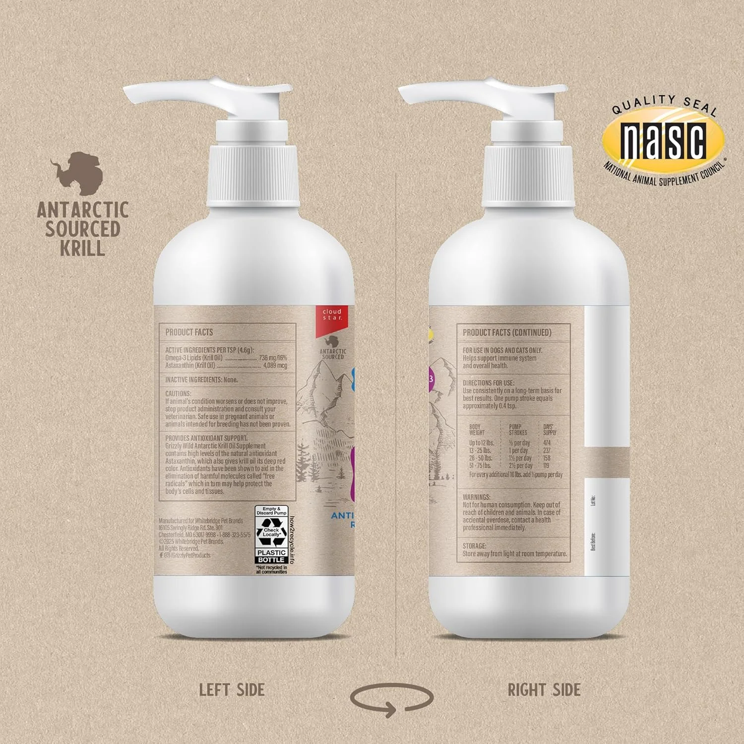 روغن کریل مخصوص حیوانات خانگی گریزلی، محصول آنتی اکسیدانی مایع برای سگ ها و گربه ها، 236 میلی لیتر روغن کریل مخصوص حیوانات خانگی گریزلی، محصول آنتی اکسیدانی مایع برای سگ ها و گربه ها، 236 میلی لیتر