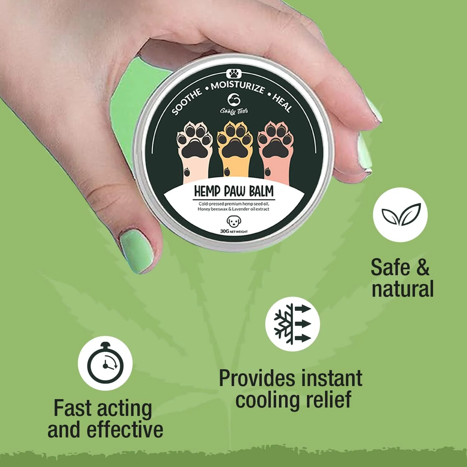 کرم پنجه سگ Goofy Tails با عصاره شاهدانه 30 گرم | کره پنجه طبیعی برای سگ ها و توله سگ ها | کرم پنجه سگ محافظت کننده، تسکین دهنده و مرطوب کننده پنجه ها و آرنج ها | غنی شده با موم زنبور عسل و روغن های ضروری