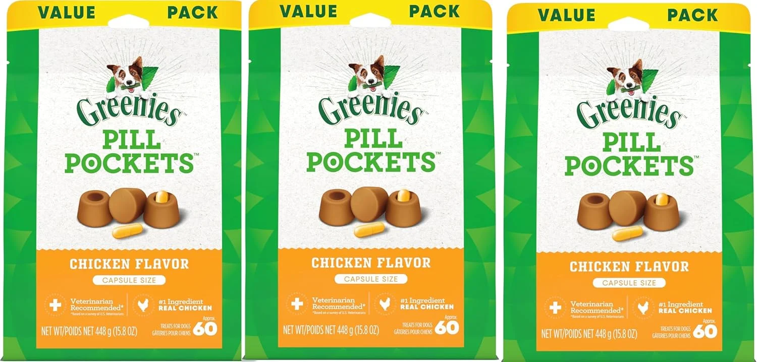 تشویقی سگ گرینیز، طعم مرغ، 60 عددی - بسته 3 عددی