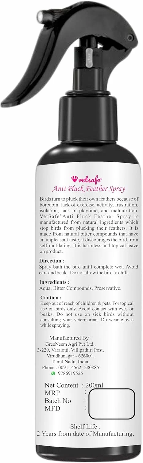 اسپری ضد پرکنی VetSafe برای پرندگان، 200 میلی لیتر | اسپری Pick-Not برای پرندگان | کمک به توقف پرکنی و آسیب رساندن به خود اسپری ضد پرکنی VetSafe برای پرندگان، 200 میلی لیتر | اسپری Pick-Not برای پرندگان | کمک به توقف پرکنی و آسیب رساندن به خود