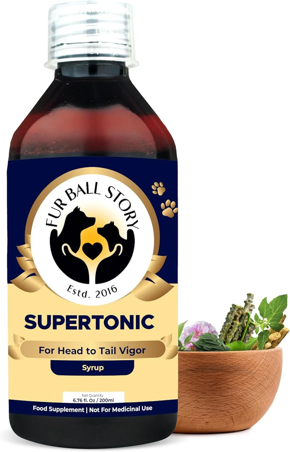 شربت سوپرتونیک Fur Ball Story برای حیوانات خانگی (۲۰۰ میلی لیتر) - تقویت سیستم ایمنی، سلامت کلیه و کبد و سلامت روده