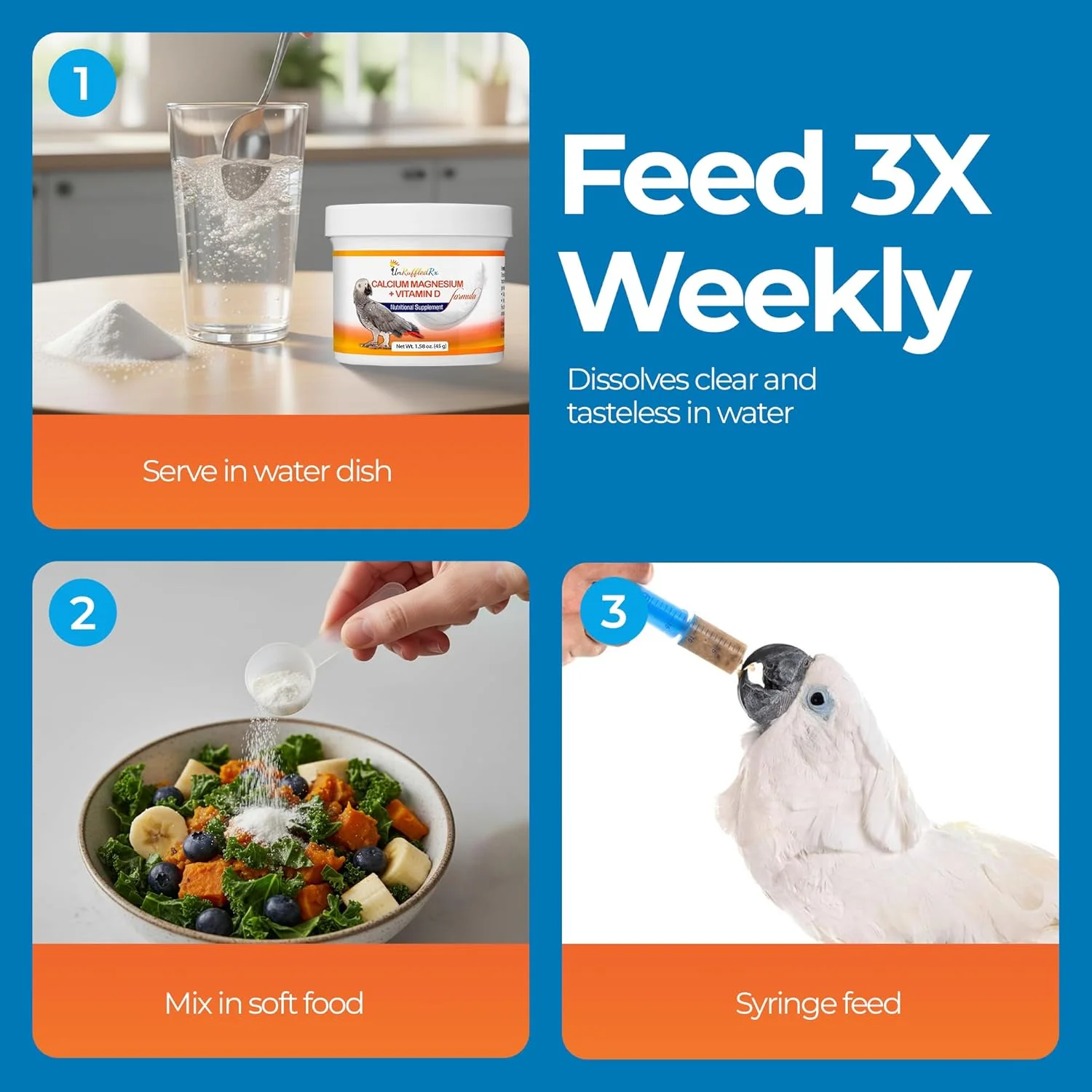 مکمل کلسیم پرندگان UnRuffledRx با منیزیم + D3 - مکمل کلسیم برای پرندگان مکمل کلسیم پرندگان UnRuffledRx با منیزیم + D3 - مکمل کلسیم برای پرندگان