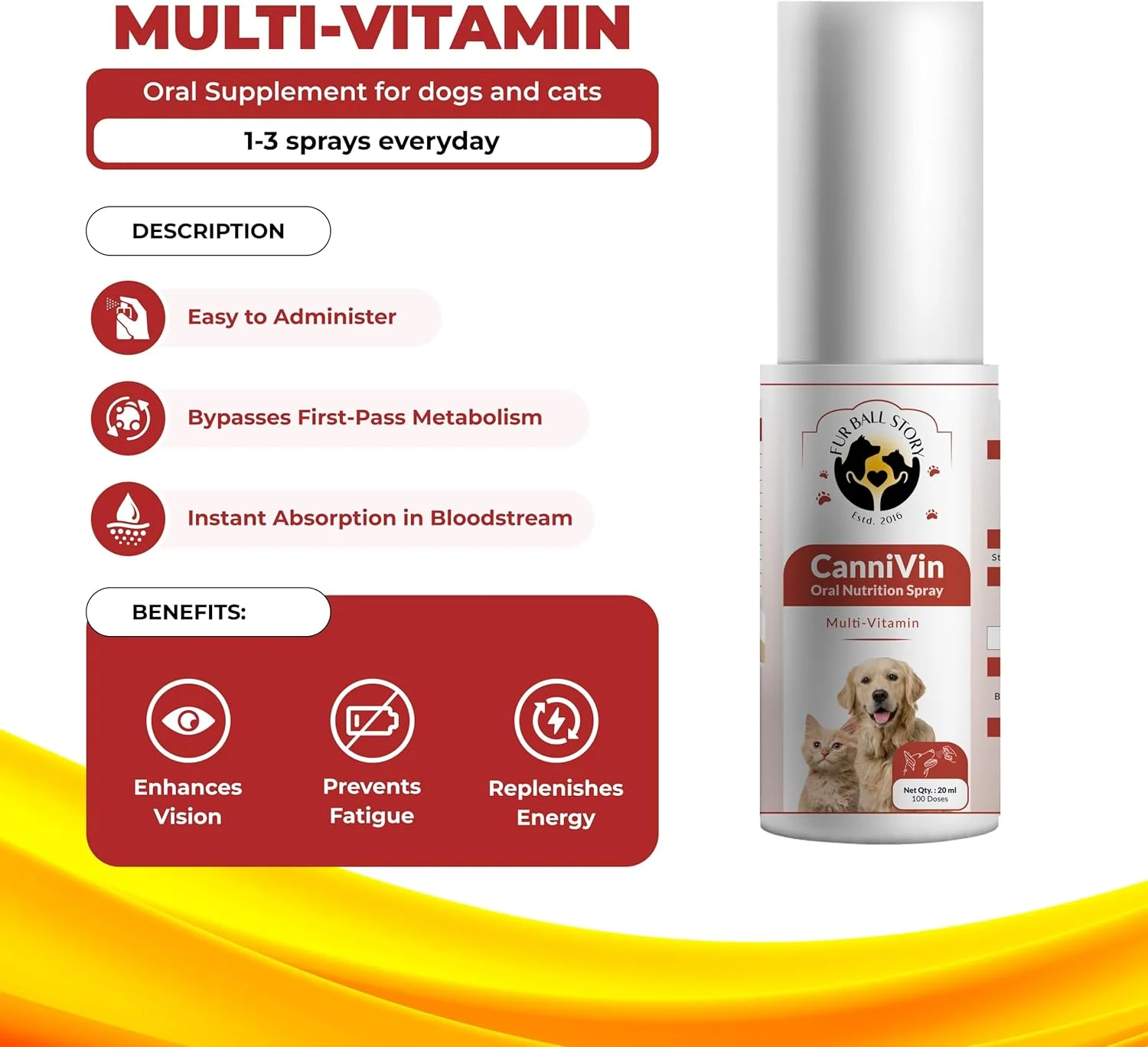 اسپری خوراکی مغذی توپ خزدار داستان کنی وین - اسپری مولتی ویتامین - 20 میلی لیتر