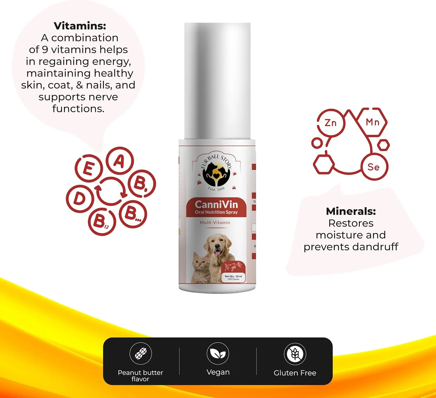 اسپری خوراکی مغذی توپ خزدار داستان کنی وین - اسپری مولتی ویتامین - 20 میلی لیتر