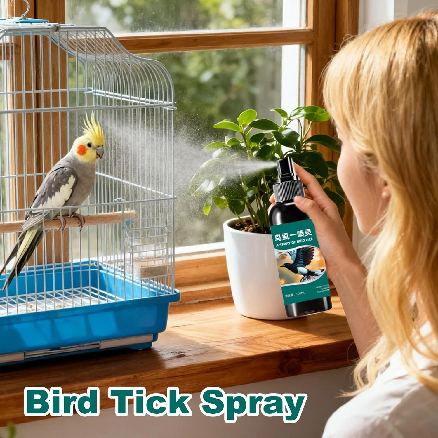 اسپری ضد کنه پرندگان، اسپری پاک کننده کنه پرنده 100 میلی لیتری - تسکین دهنده خارش طوطی - برای خانه، باغ سرپوشیده، طیور، طوطی، عروس هلندی