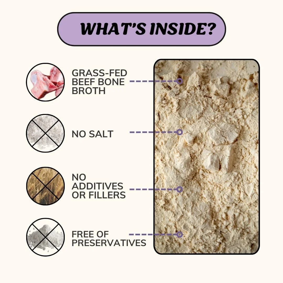 آب قلم گاو تغذیه شده با علف Fido's برای سگ ها 200 گرم با 94% پروتئین - پودر آب قلم درجه انسانی برای سگ های بد غذا - ساخت آمریکا - بدون مواد نگهدارنده - پشتیبانی از مفاصل + سلامت روده - 60 پیمانه