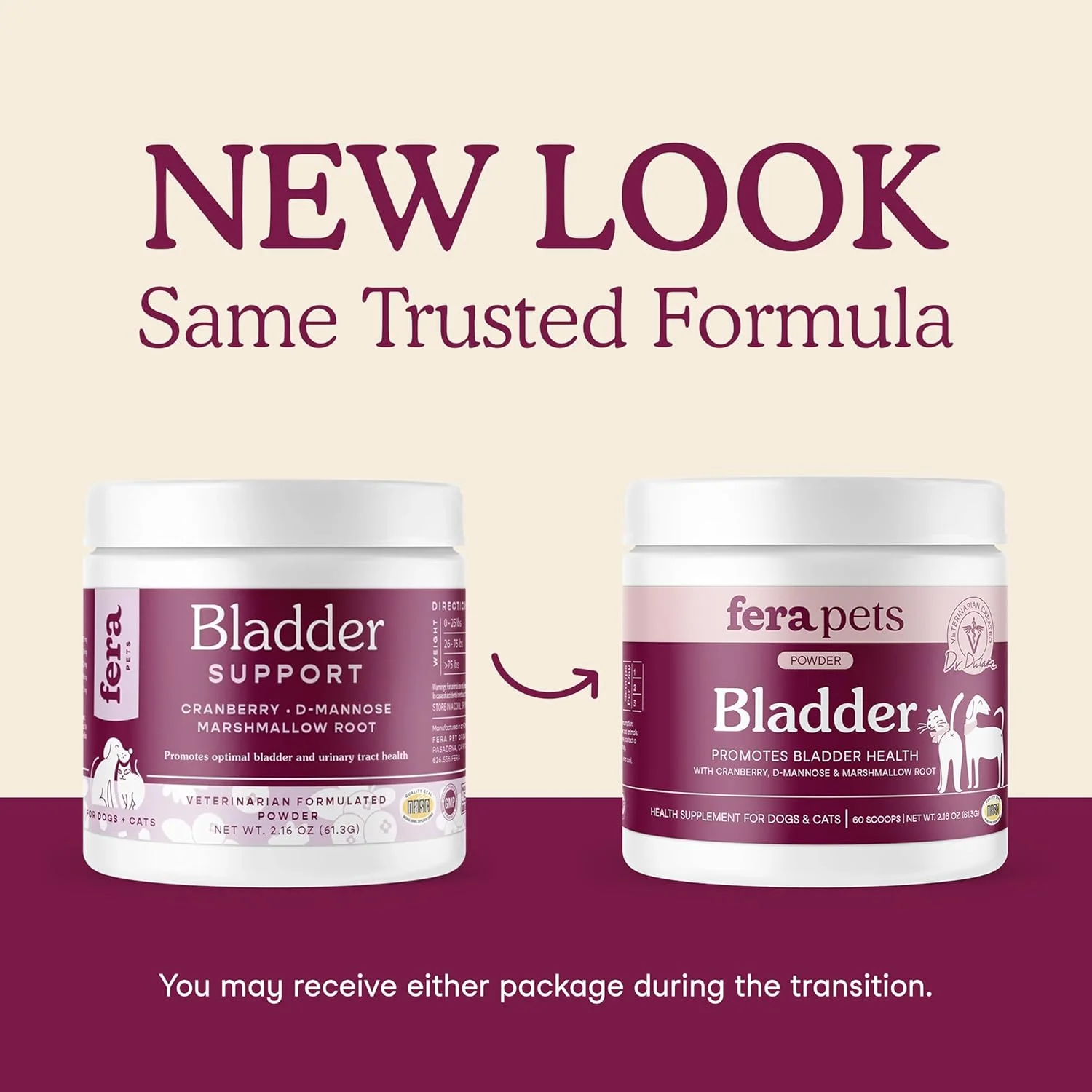 مکمل ارگانیک مثانه و клюква Fera Pet Organics برای سگ و گربه - ساخته شده توسط دامپزشک - کلیه و ادراری - D-Mannose - клюква، گزنه گزنده - 60 پیمانه