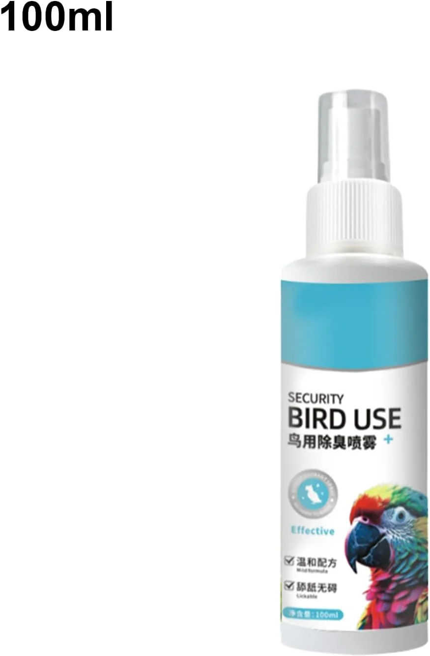 محلول تمیز کننده مدفوع پرندگان، اسپری خوشبو کننده و کنترل کننده بوی قوی 100 میلی لیتری، پاک کننده مدفوع، تمیز کننده قفس پرنده، مناسب برای اسباب بازی ها، ظروف، آبخوری پرندگان و جایگاه