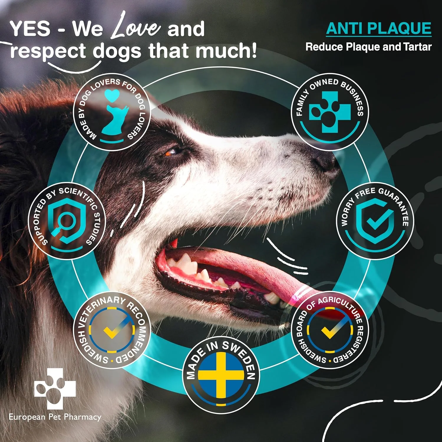 داروی ضد جرم دندان سگ و گربه European Pet Pharmacy، ۳۳۵ گرم - از بین برنده جرم دندان سگ، تمیز کننده دندان سگ، از بین برنده بوی بد دهان سگ و گربه، کاملا طبیعی