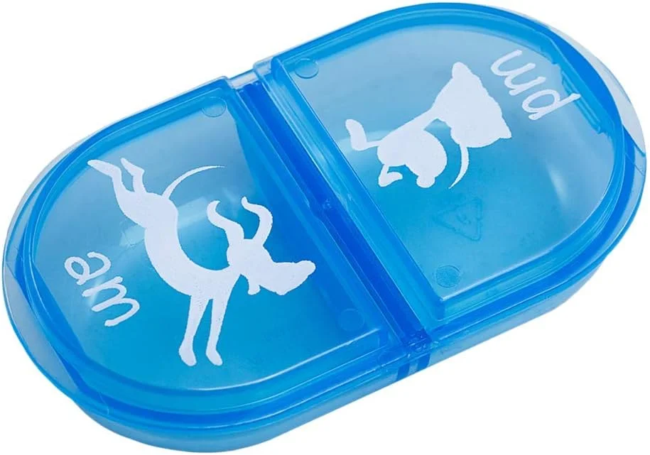 جعبه نظم دهنده قرص، دارو و ویتامین حیوانات خانگی ایزی دوز | 2 بار در روز، صبح و عصر برای سگ | اندازه مسافرتی | درب های شفاف جعبه نظم دهنده قرص، دارو و ویتامین حیوانات خانگی ایزی دوز | 2 بار در روز، صبح و عصر برای سگ | اندازه مسافرتی | درب های شفاف