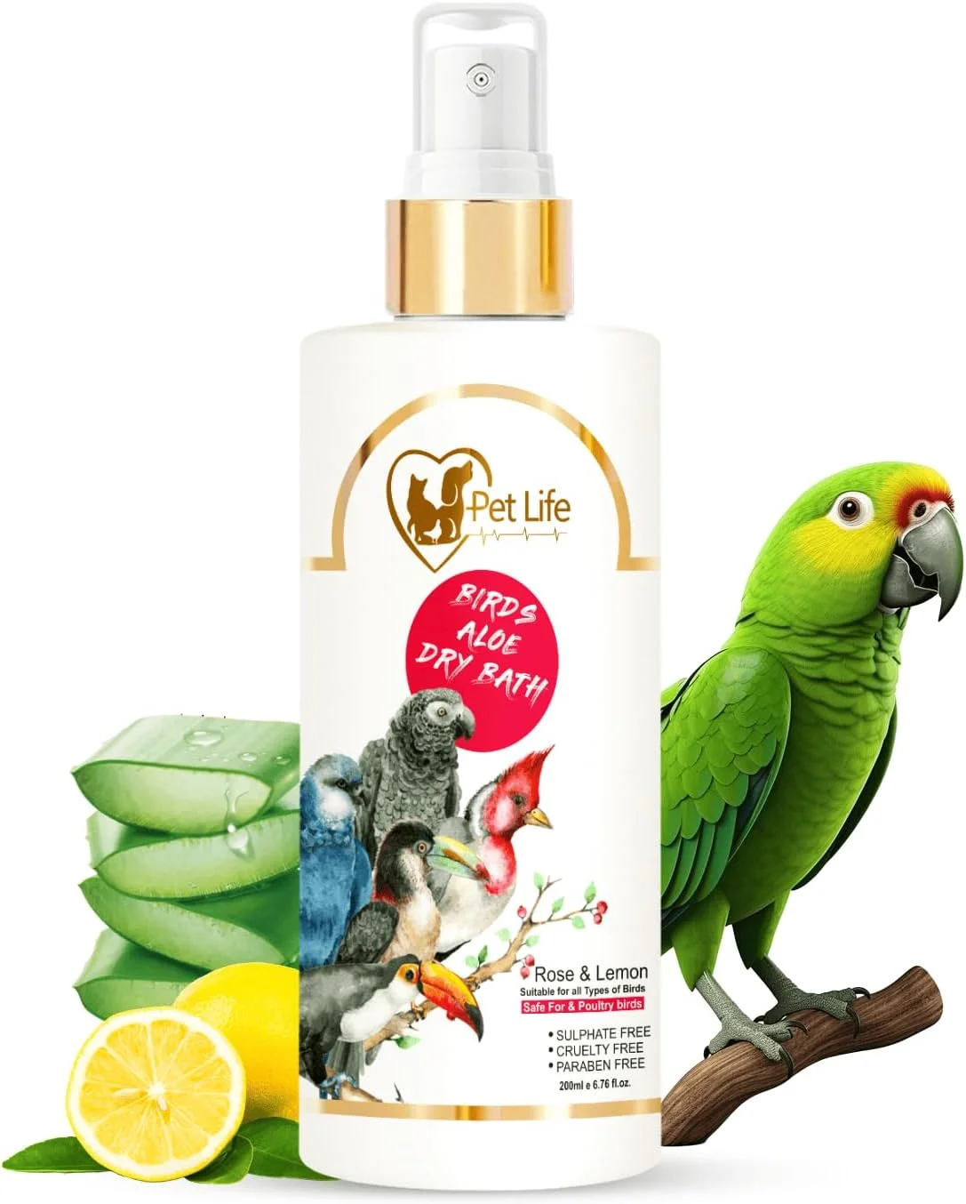 شامپو خشک و اسپری حمام خشک آلوئه ورا ارگانیک و آیورودیک پت لایف برای پرندگان طیور، طوطی، جوجه، مرغ، کبوتر، اردک - مواد طبیعی برای پوشش تمیزتر و براق تر - مناسب برای انواع پرندگان - 200 میلی لیتر شامپو خشک و اسپری حمام خشک آلوئه ورا ارگانیک و آیورودیک پت لایف برای پرندگان طیور، طوطی، جوجه، مرغ، کبوتر، اردک - مواد طبیعی برای پوشش تمیزتر و براق تر - مناسب برای انواع پرندگان - 200 میلی لیتر