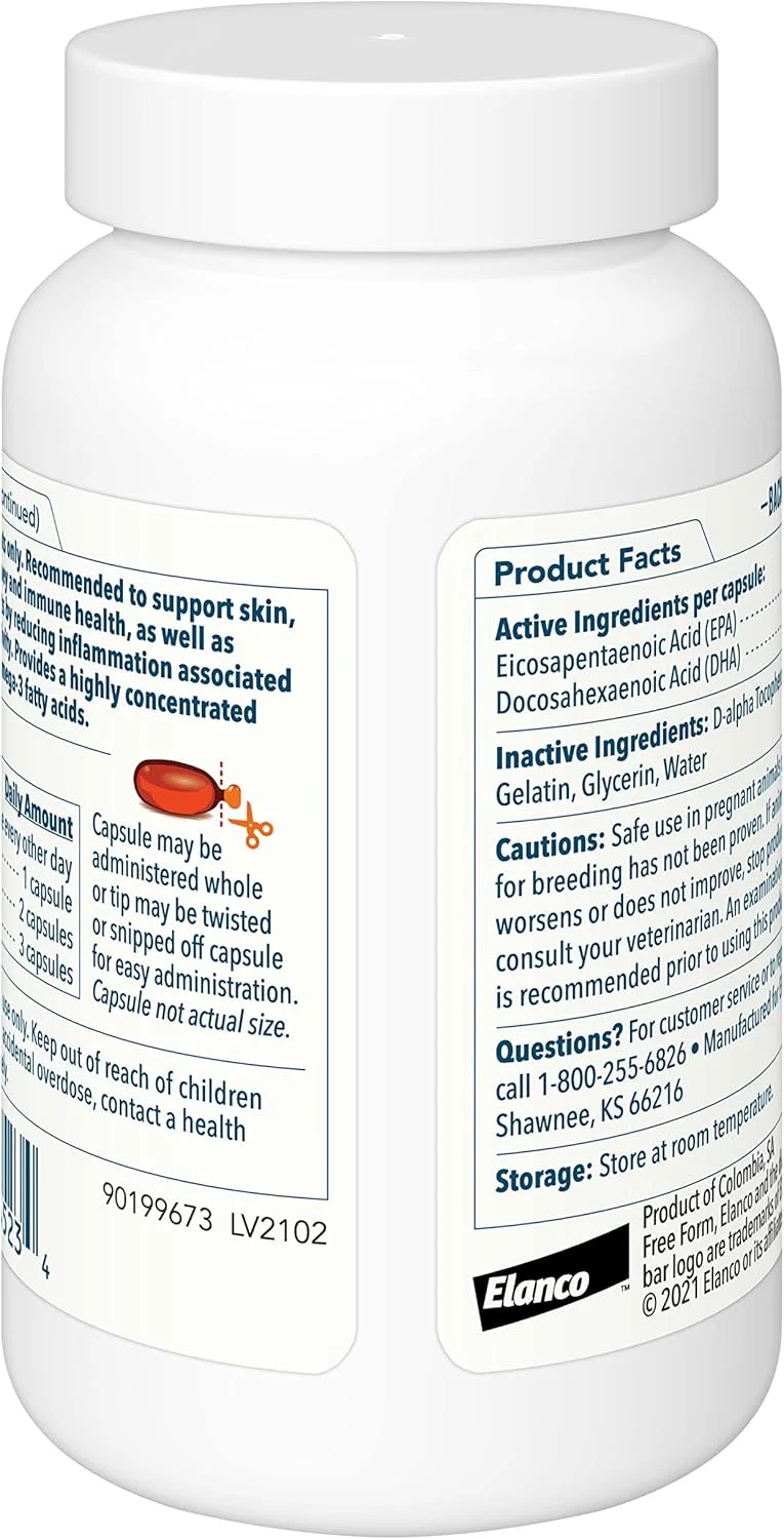 مکمل روغن ماهی امگا 3 مایع النکو فری فرم اسنیپ تیپس برای سگ ها و گربه های کوچک، 60 عدد
