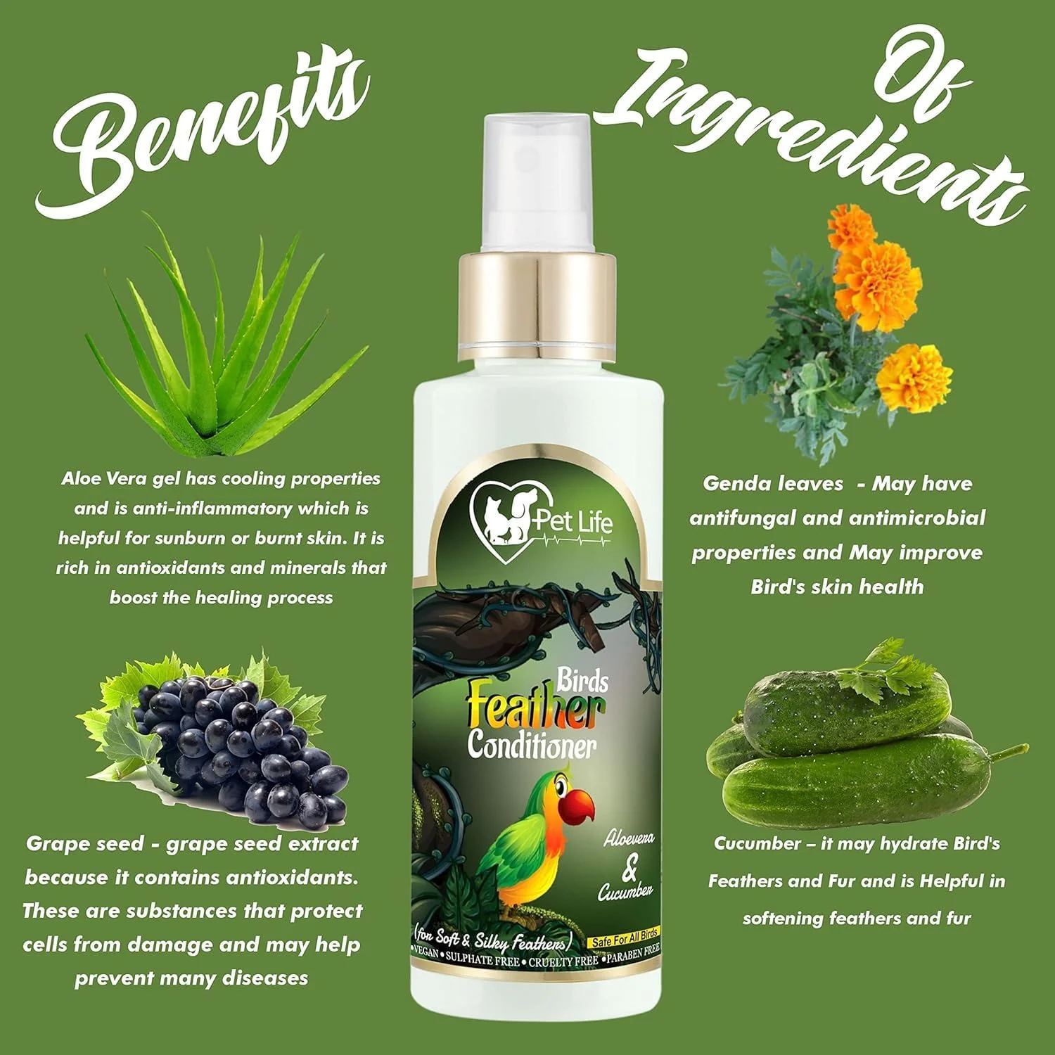 اسپری نرم کننده پر پرندگان ارگانیک و آیورودیک پت لایف، خشک و بدون نیاز به آب برای پرندگان اهلی، طوطی، گنجشک، کبوتر، مرغ اسپری نرم کننده پر پرندگان ارگانیک و آیورودیک پت لایف، خشک و بدون نیاز به آب برای پرندگان اهلی، طوطی، گنجشک، کبوتر، مرغ