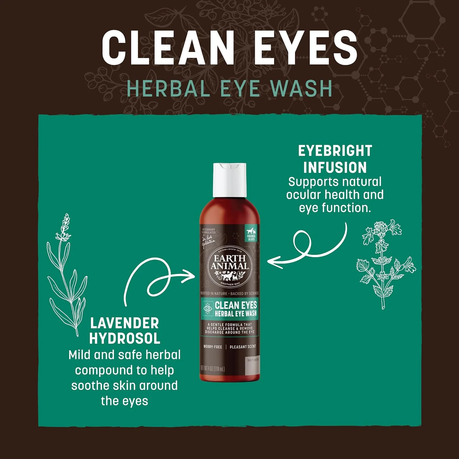محلول شستشوی چشم گیاهی Earth Animal | پاک کننده چشم | 4 fl oz