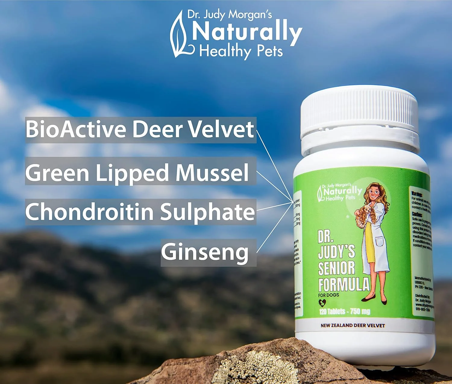 فرمول مخملی گوزن نیوزلندی دکتر جودی مورگان برای حیوانات خانگی سالم و سگ های مسن