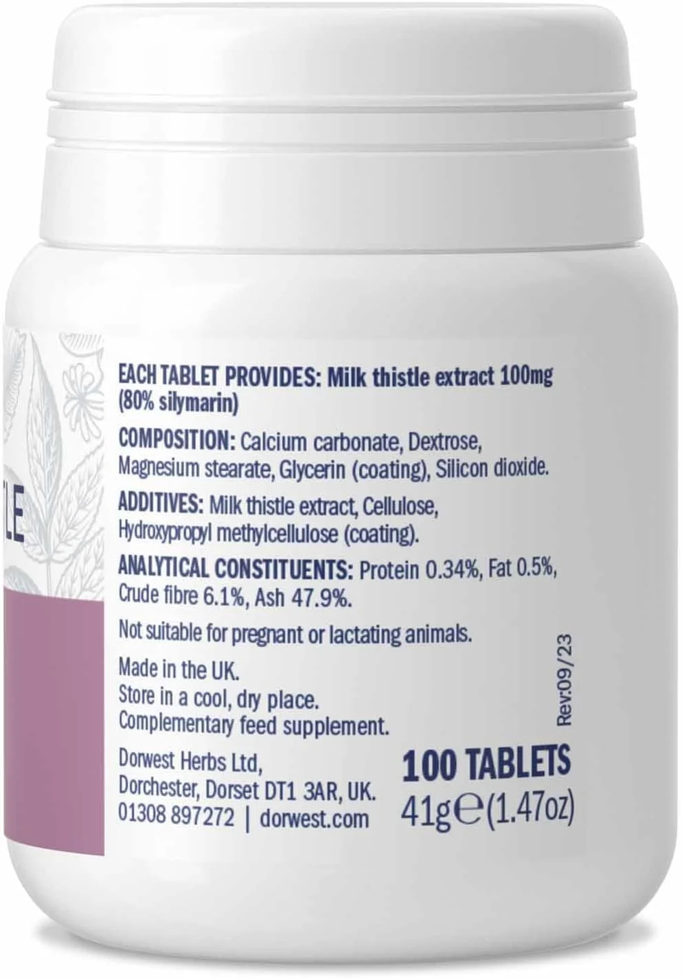 قرص های خار مریم دوروست هربز برای سگ ها و گربه ها - 100 عدد