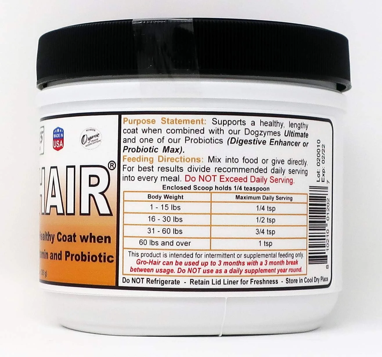 Dogzymes GRO-Hair برای بلندی مو یا پر، رشد سریع مو یا زمانی که موهای کم پشت و/یا نقاط طاس نیاز به پر شدن دارند.