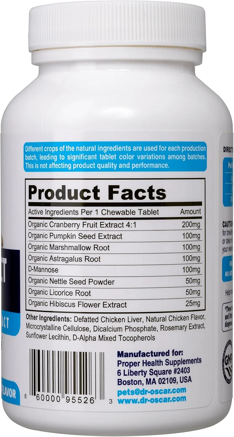 درمان عفونت ادراری سگ، درمان کامل تر عفونت دستگاه ادراری. داروی قوی تر برای عفونت ادراری در مقایسه با قرص های کرن بری به لطف هیبیسکوس. برای عفونت مثانه سگ، ساخت آمریکا