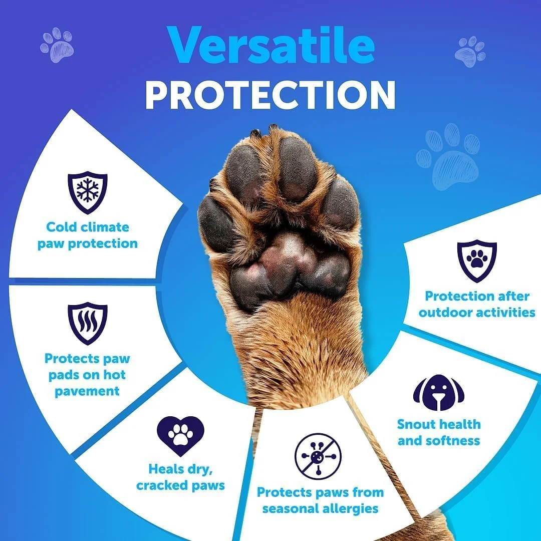 بالم پنجه سگ - مرطوب کننده، تسکین دهنده و مغذی برای پدهای پنجه تحریک شده و بینی خشک - محافظت از ترک ها و زخم ها - بالم پای سگ با موم ها، روغن ها، کره ها، عصاره ها - 60 گرم