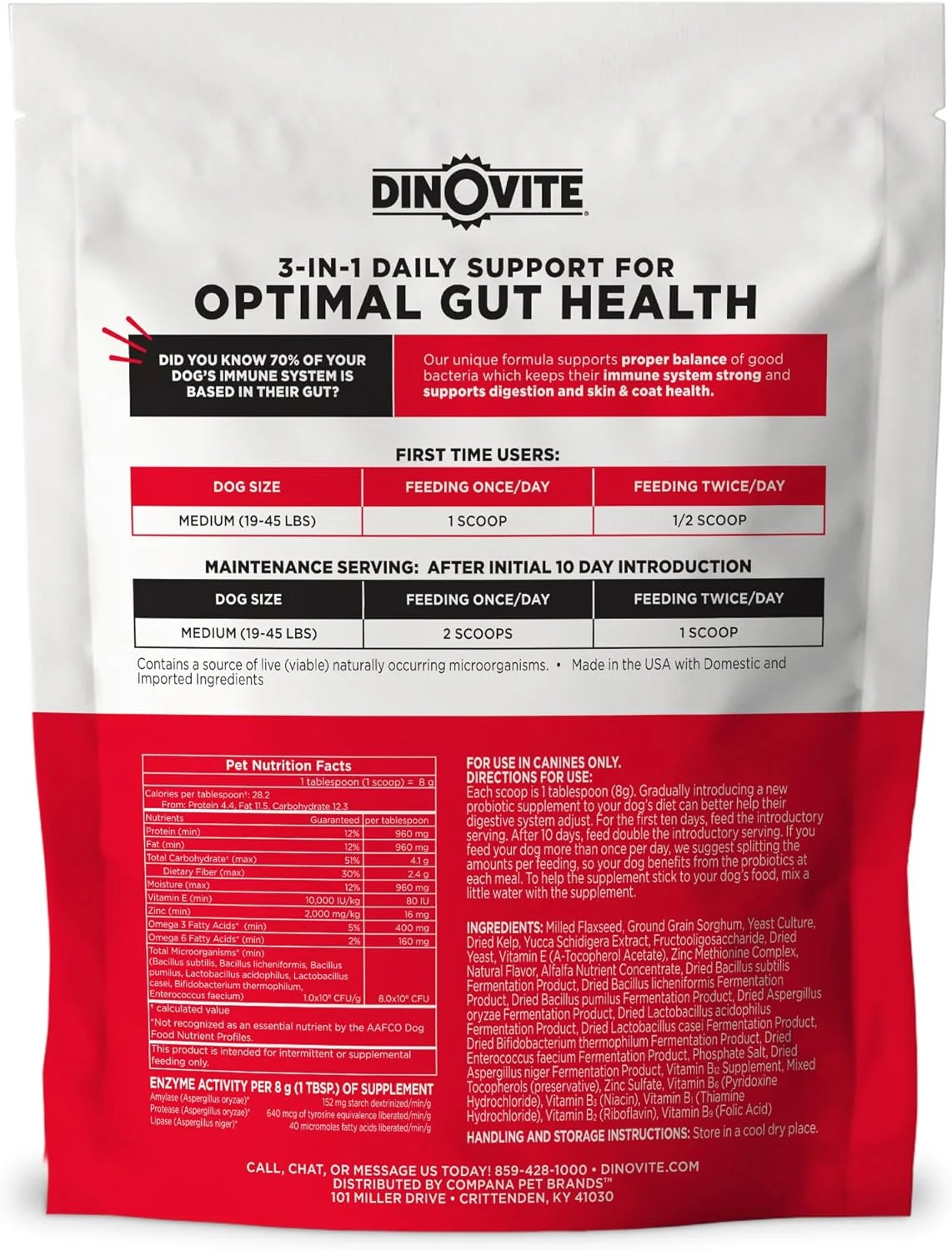 مکمل پروبیوتیک داینویت برای سگ ها - امگا 3 برای سگ ها - تسکین نقاط داغ - مکمل پوست و مو برای سگ ها - تامین 30 روزه (تامین 30 روزه، سگ های متوسط (18-45 پوند))