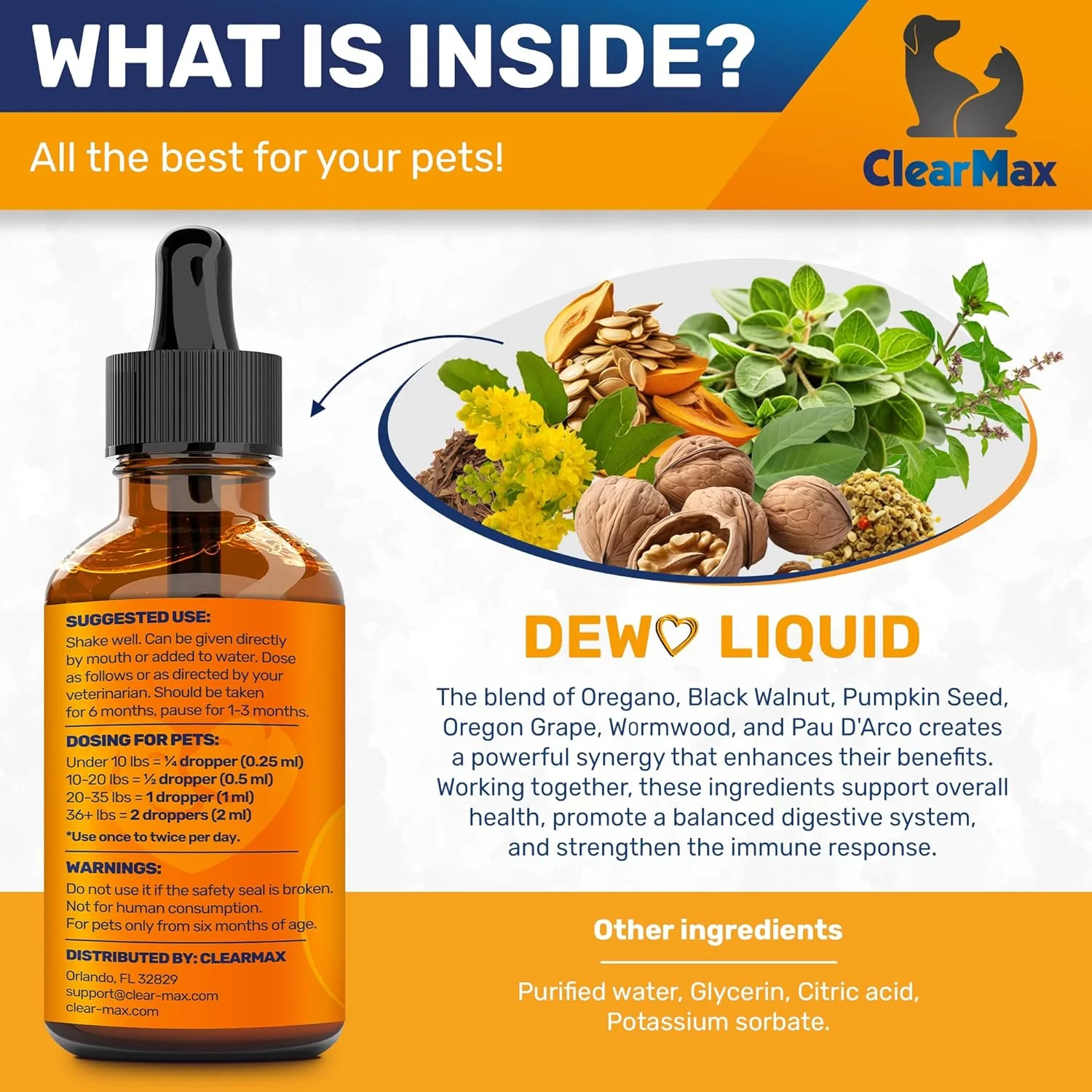 دِوو برای گربه‌ها - پاک کننده گیاهی دِوو برای سگ‌ها و گربه‌ها با عصاره‌های پونه کوهی و تخم کدو - پاک کننده طبیعی طیف گسترده برای مراقبت و پشتیبانی از هضم - 2 اونس