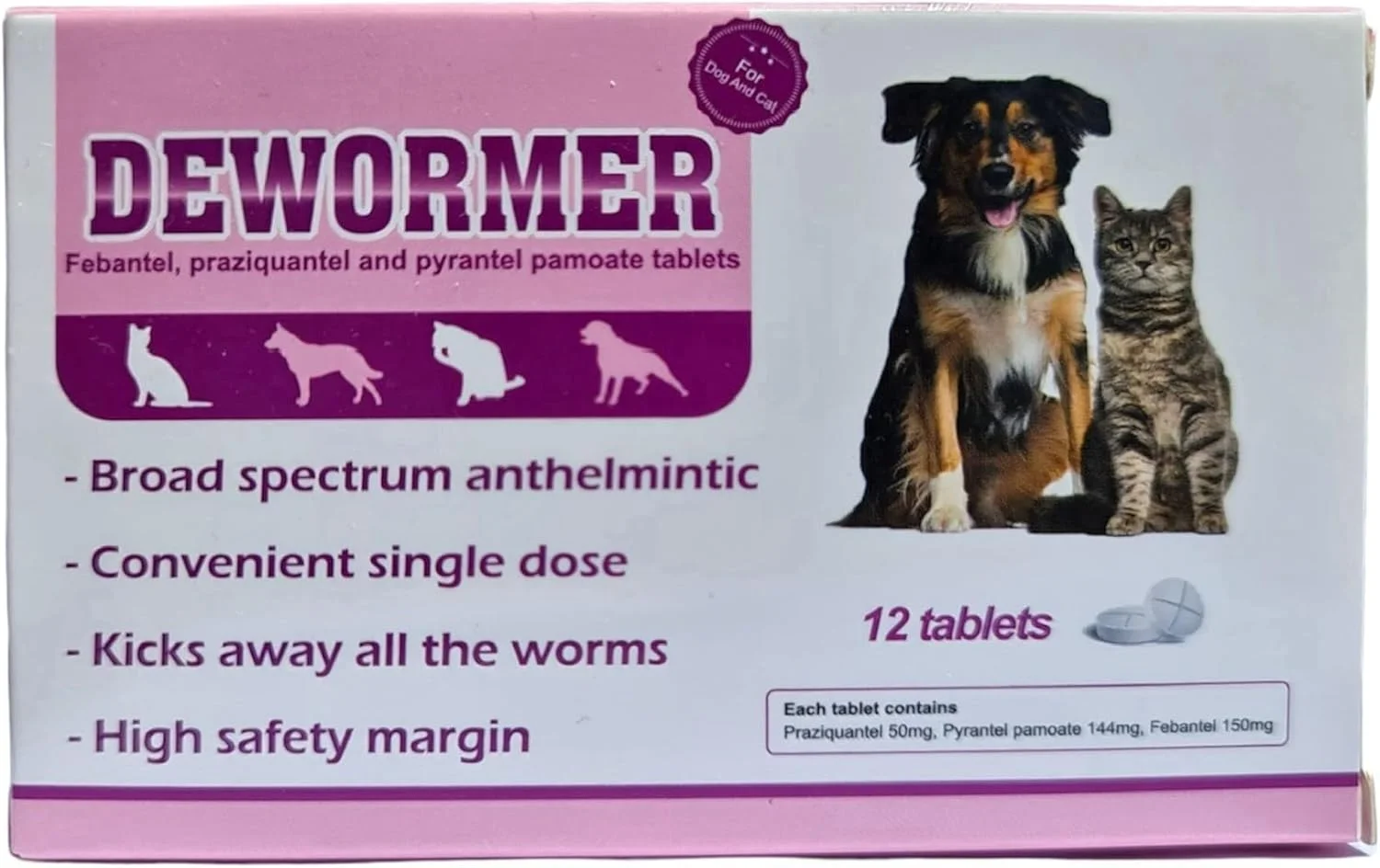 قرص ضد انگل برای گربه و سگ، طیف گسترده، تک دوز مناسب، از بین برنده همه انگل ها، حاشیه ایمنی بالا، برای همه نژادها و وزن های بدنی 0.5-40 کیلوگرم