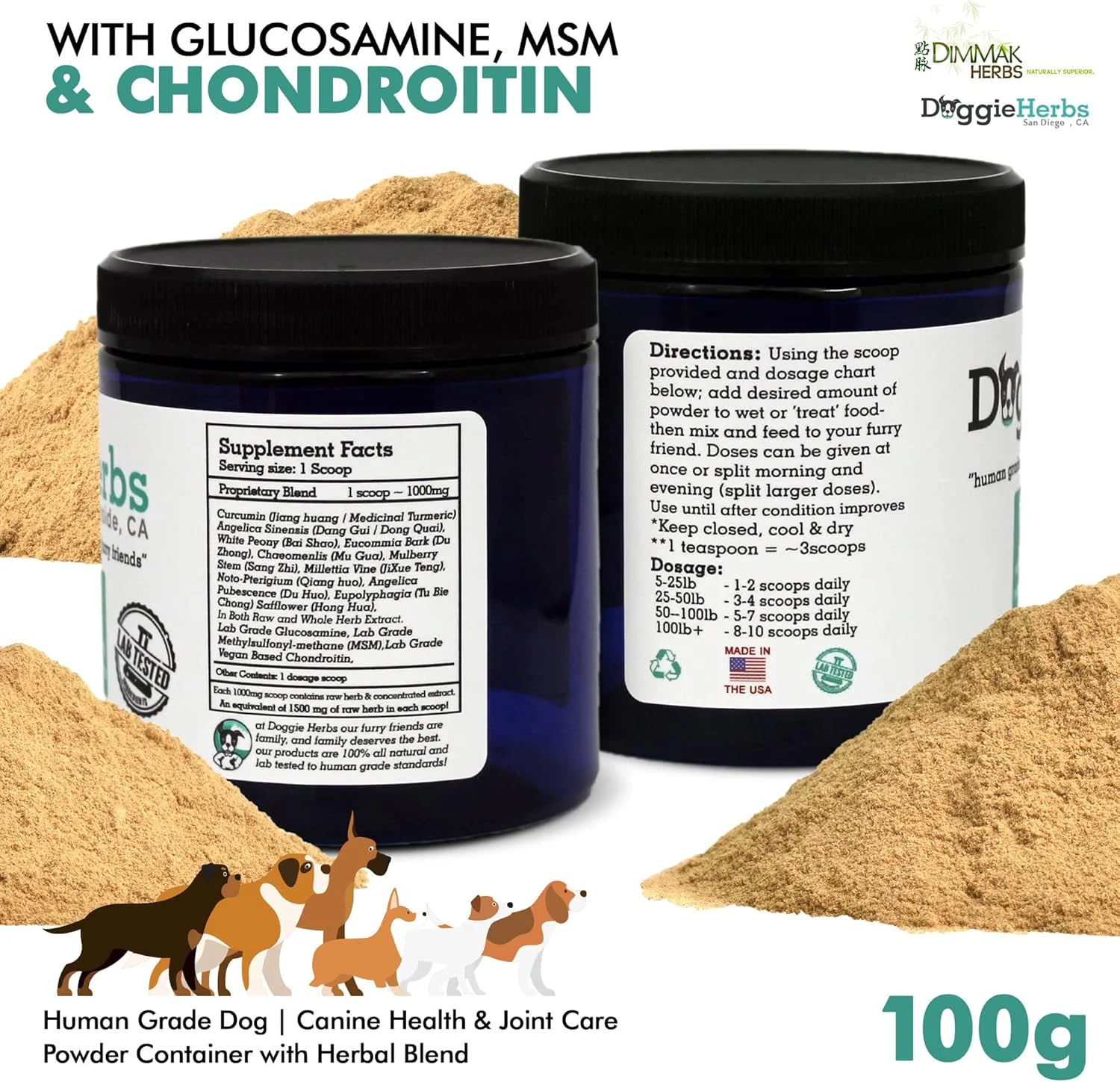 مراقبت کامل از مفاصل سگ ها با گلوکزامین، MSM و کندرویتین از گیاهان دارویی Doggie | پودر با درجه انسانی - سلامت سگ و مراقبت از مفاصل - ظرف پودری با مخلوط گیاهی - 100 گرم مراقبت کامل از مفاصل سگ ها با گلوکزامین، MSM و کندرویتین از گیاهان دارویی Doggie | پودر با درجه انسانی - سلامت سگ و مراقبت از مفاصل - ظرف پودری با مخلوط گیاهی - 100 گرم