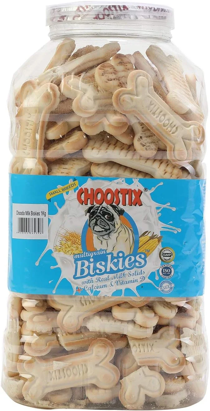 بیسکویت چند غله ای Choostix با مواد جامد شیر واقعی + کلسیم و ویتامین D، ۱ کیلوگرم (شیشه ای)